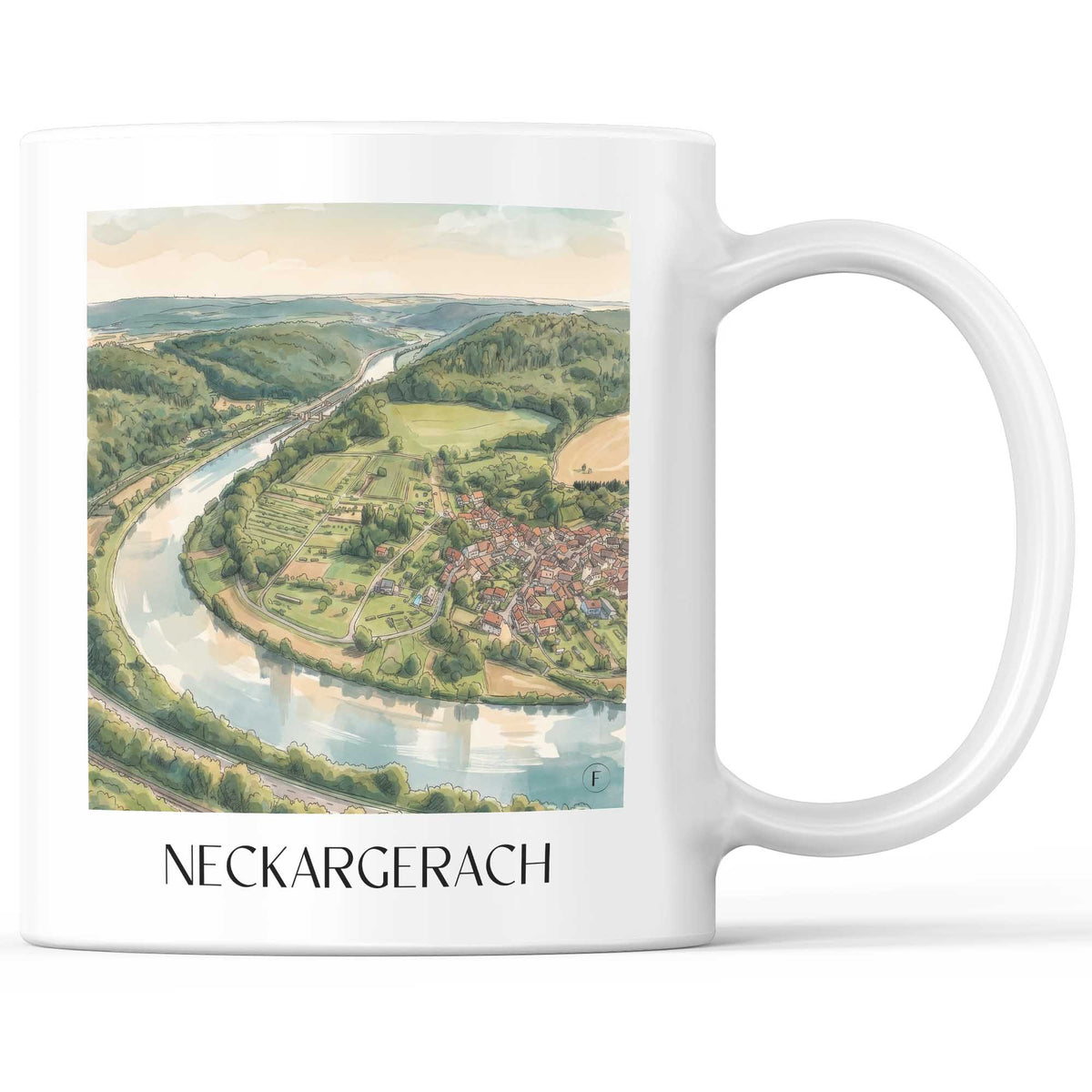 Neckargerach Kaffeebecher - Odenwald - Deutschland Becher - Kaffeetasse im Aquarell Stil - favplace