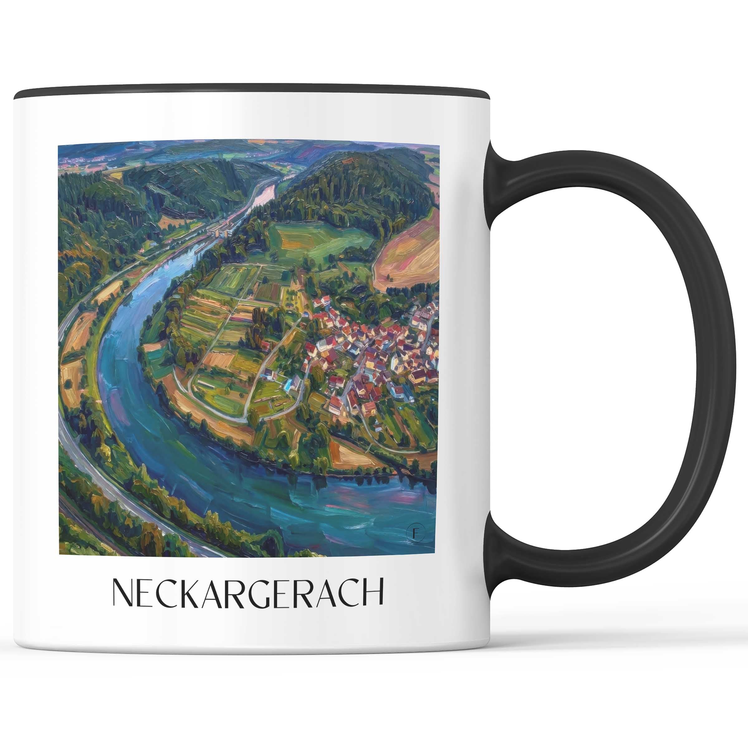 Neckargerach Kaffeebecher - Odenwald - Deutschland Becher - Kaffeetasse im Ölgemälde Stil - favplace