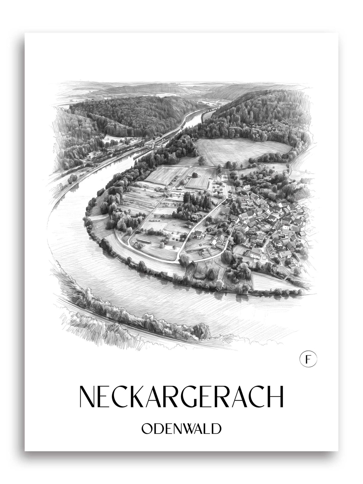 neckargerach-odenwald-deutschland-poster-bleistift-zeichnung-drawing