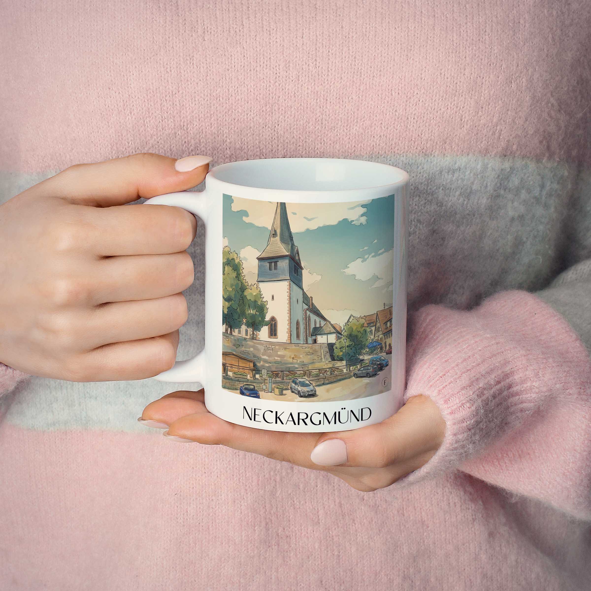neckargmünd-neckartal-deutschland-kaffeebecher-aquarell