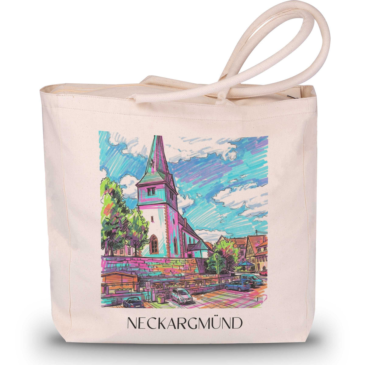 Neckargmünd Shopping Tasche - Neckartal - Deutschland Tote Bag - Einkaufstasche im Tag Graffiti Stil - favplace