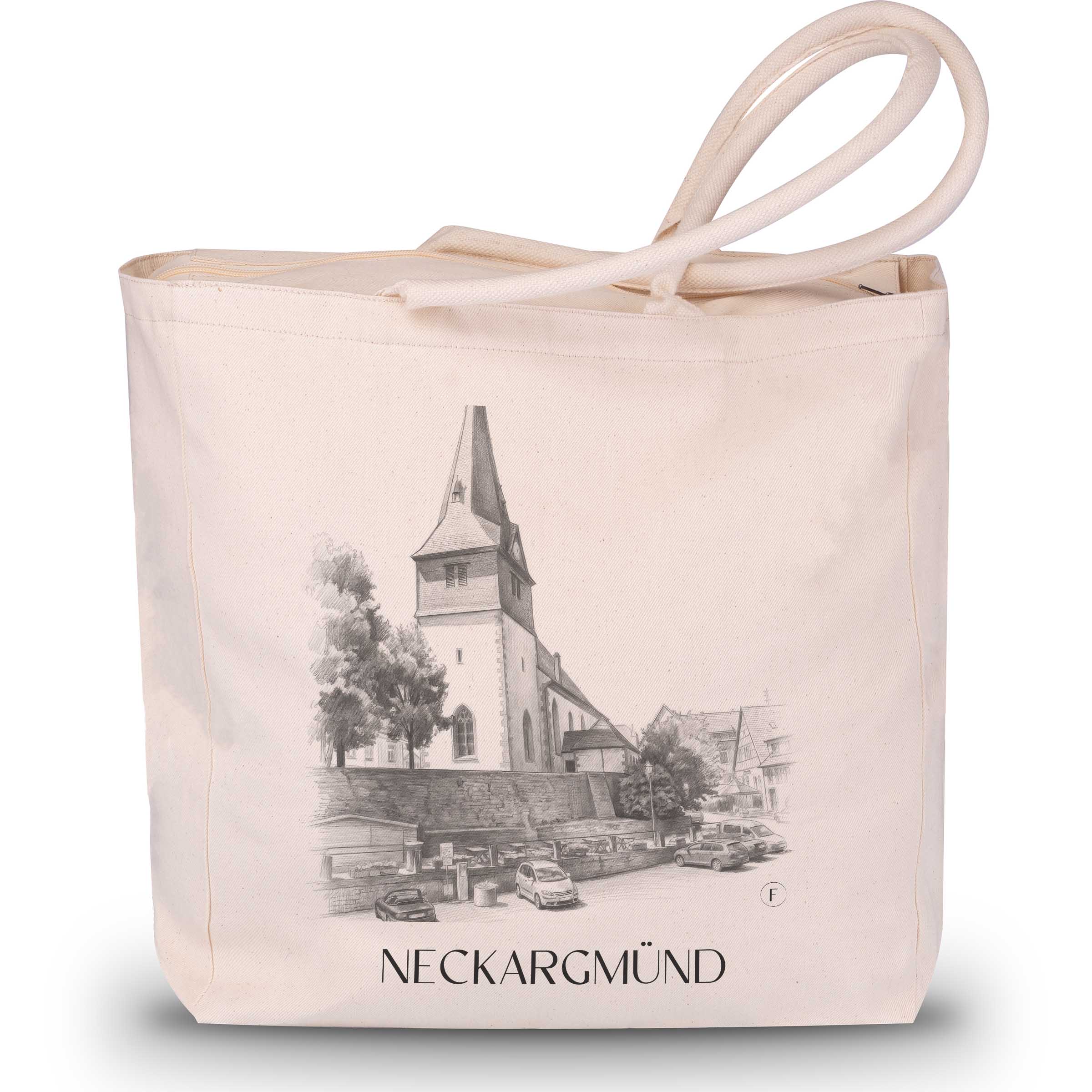 neckargmünd-neckartal-deutschland-einkaufstasche-bleistift-zeichnung-drawing