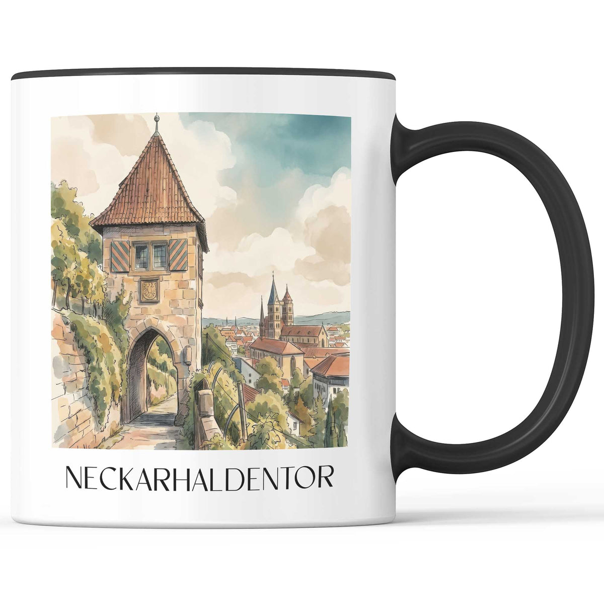 neckarhaldentor-esslingen-am-neckar-deutschland-kaffeebecher-aquarell