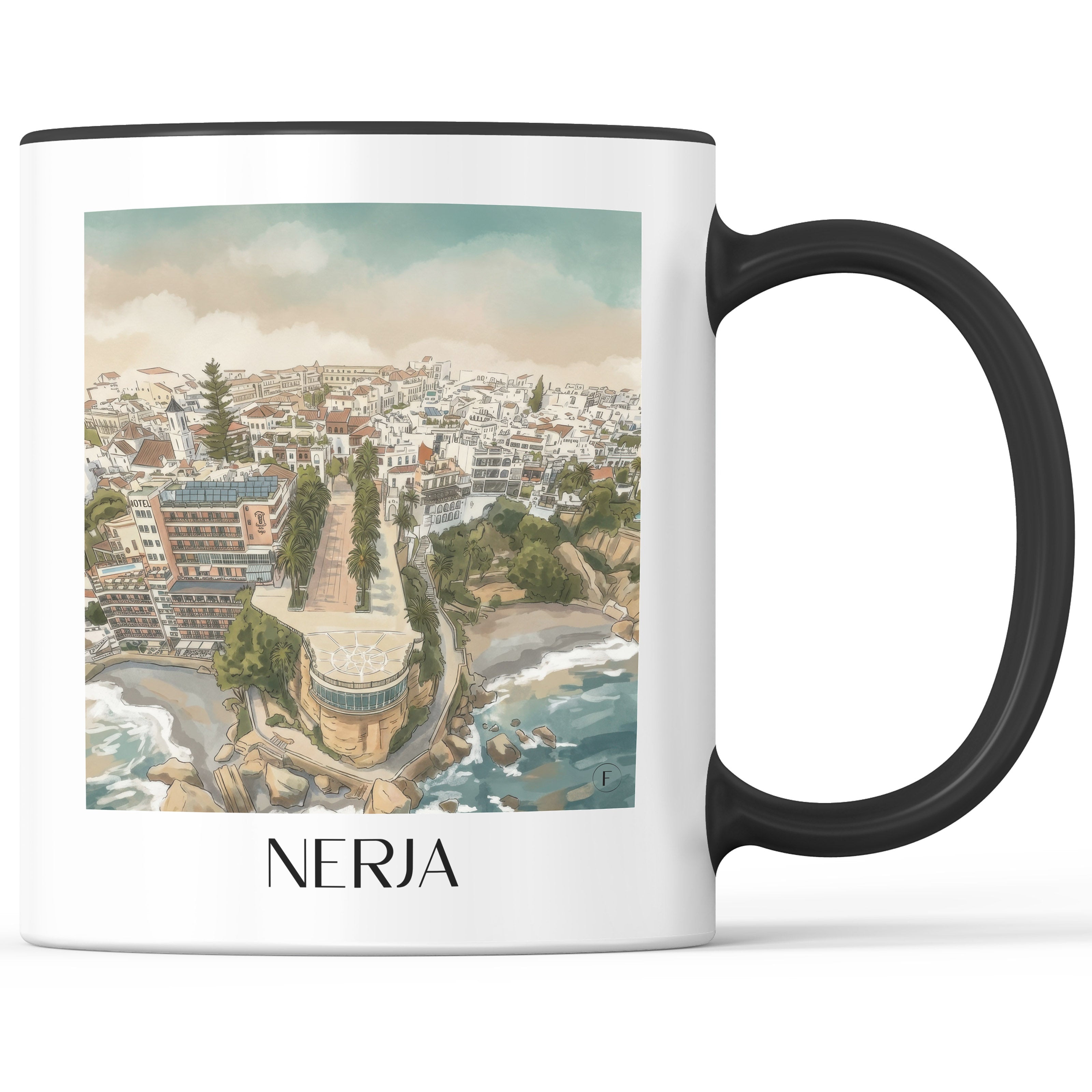 Nerja Kaffeebecher - Spanien - Spanien Becher - Kaffeetasse im Aquarell Stil - favplace
