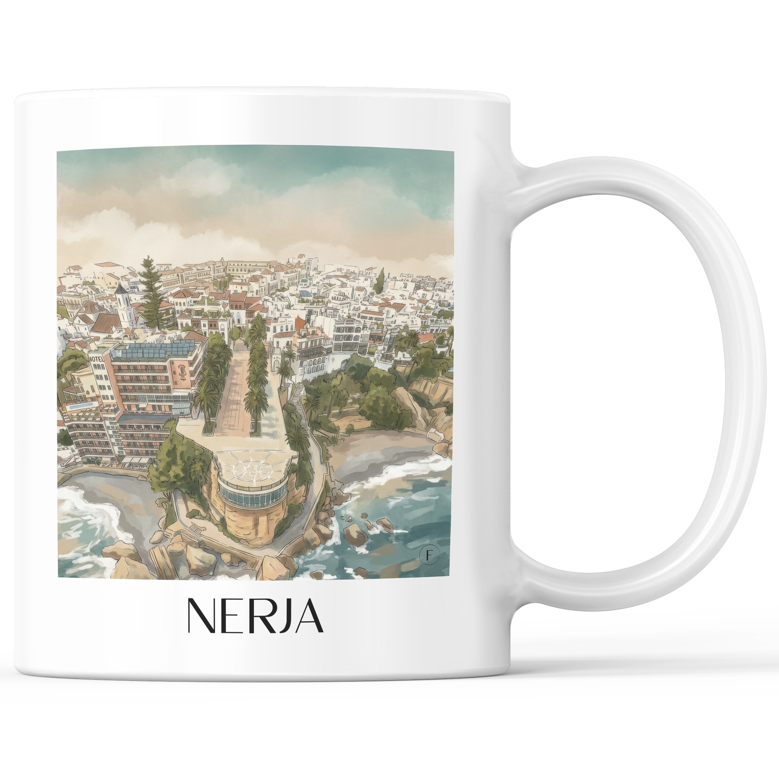 Nerja Kaffeebecher - Spanien - Spanien Becher - Kaffeetasse im Aquarell Stil - favplace