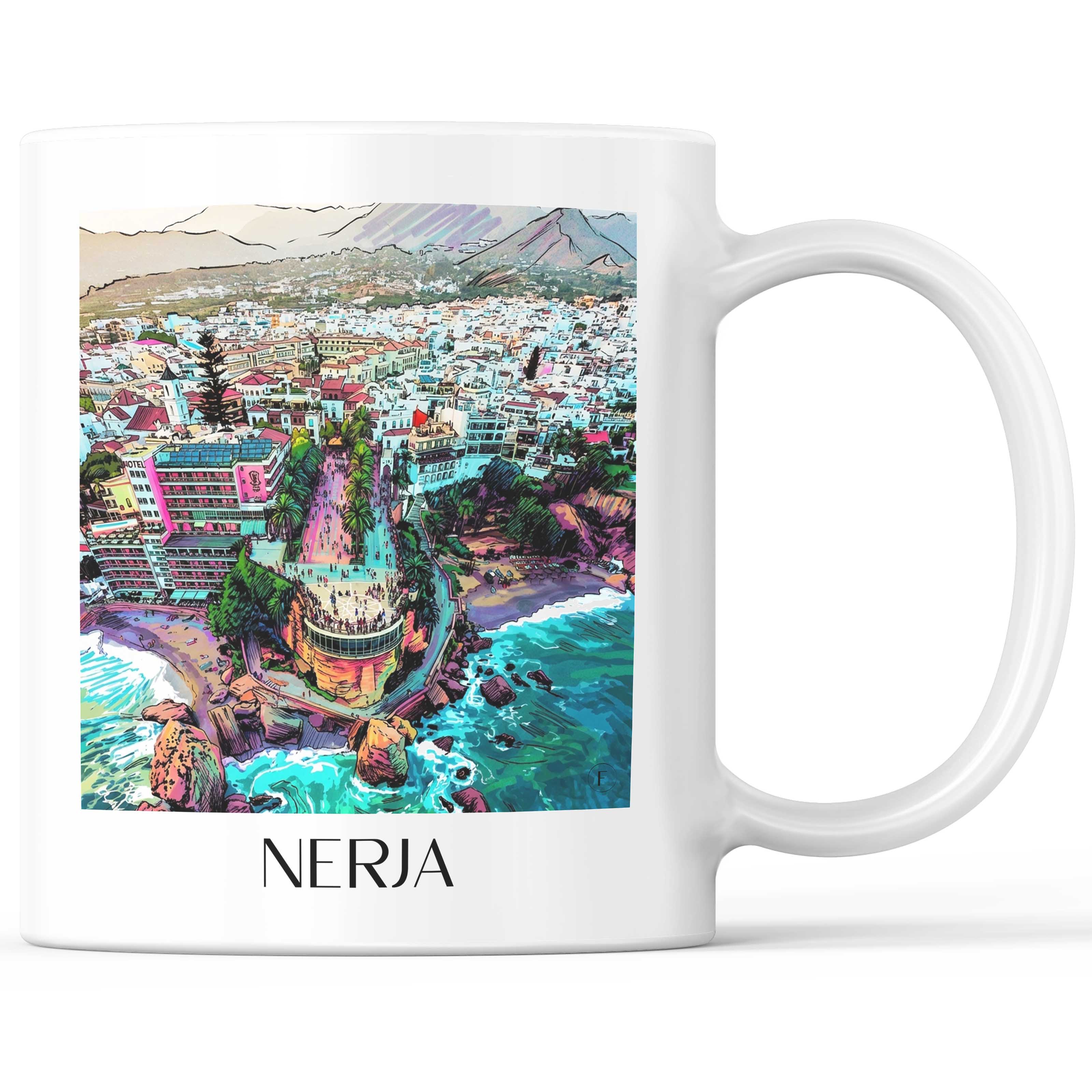 Nerja Kaffeebecher - Spanien - Spanien Becher - Kaffeetasse im Tag Graffiti Stil - favplace