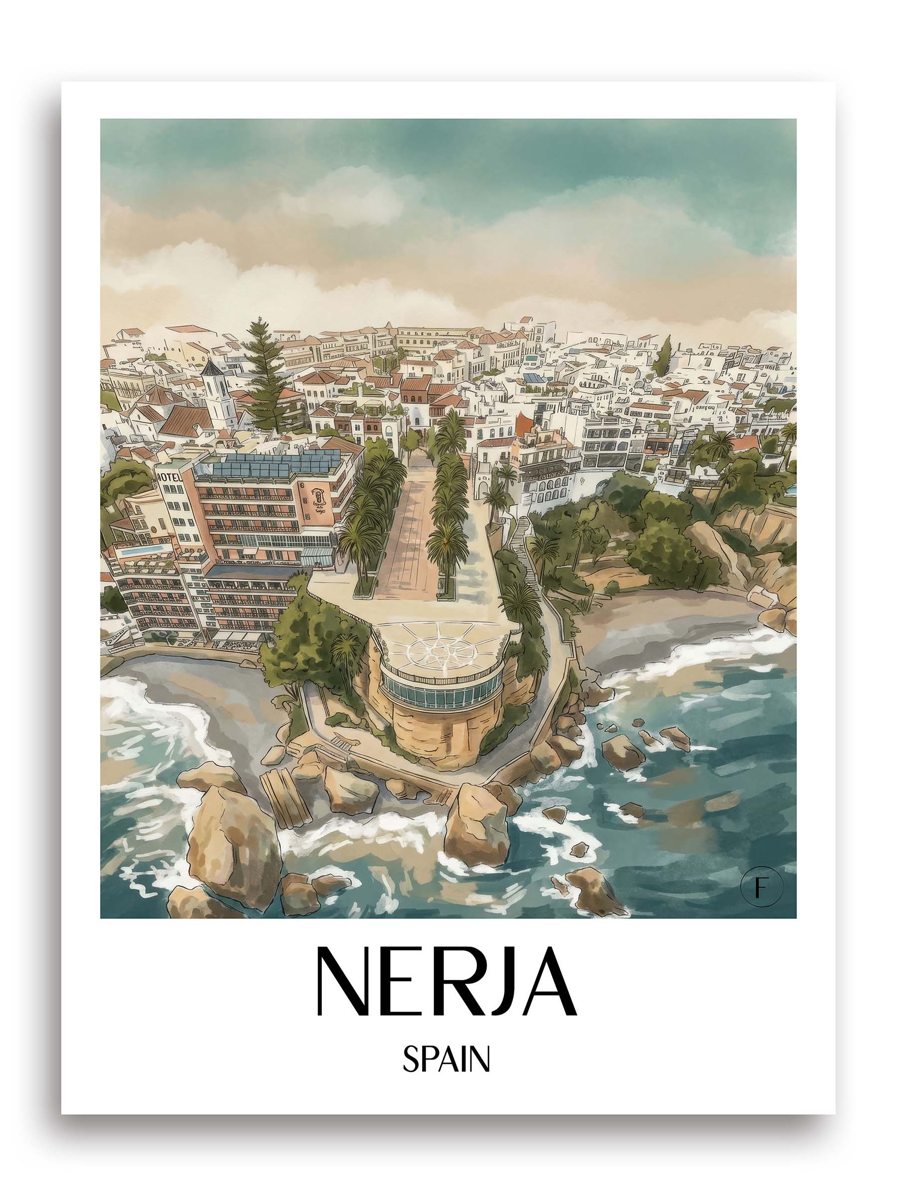 Nerja Poster - Spanien - Spanien und Spanien Kunstdruck - Aquarell von A4 bis A1 - favplace