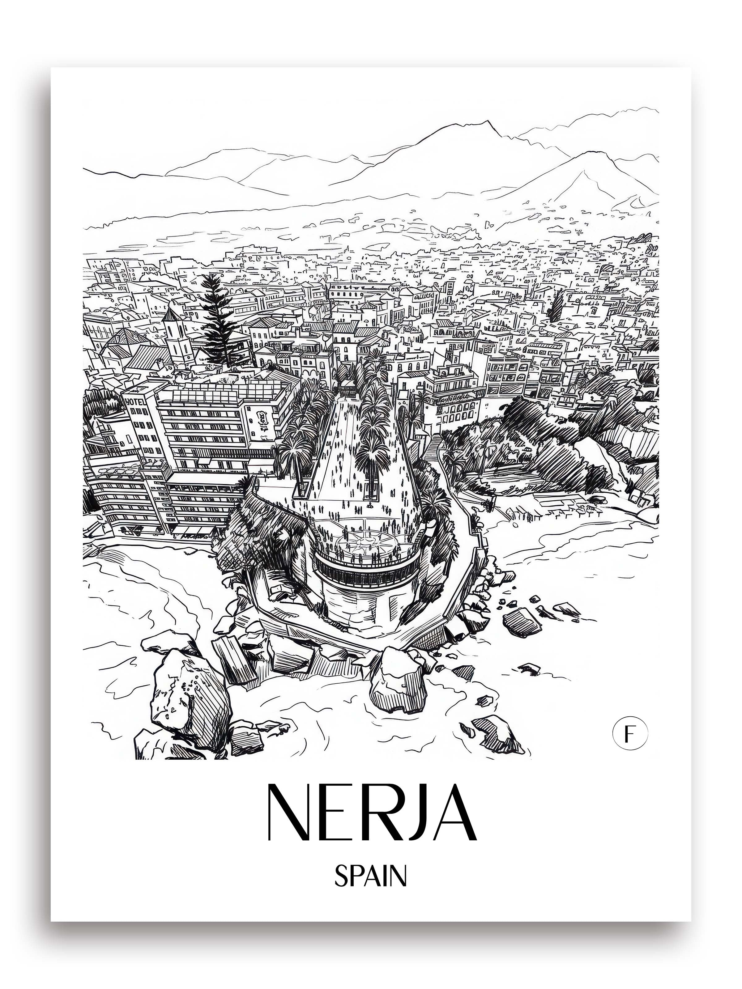 Nerja Poster - Spanien - Spanien und Spanien Kunstdruck - Skizze von A4 bis A1 - favplace