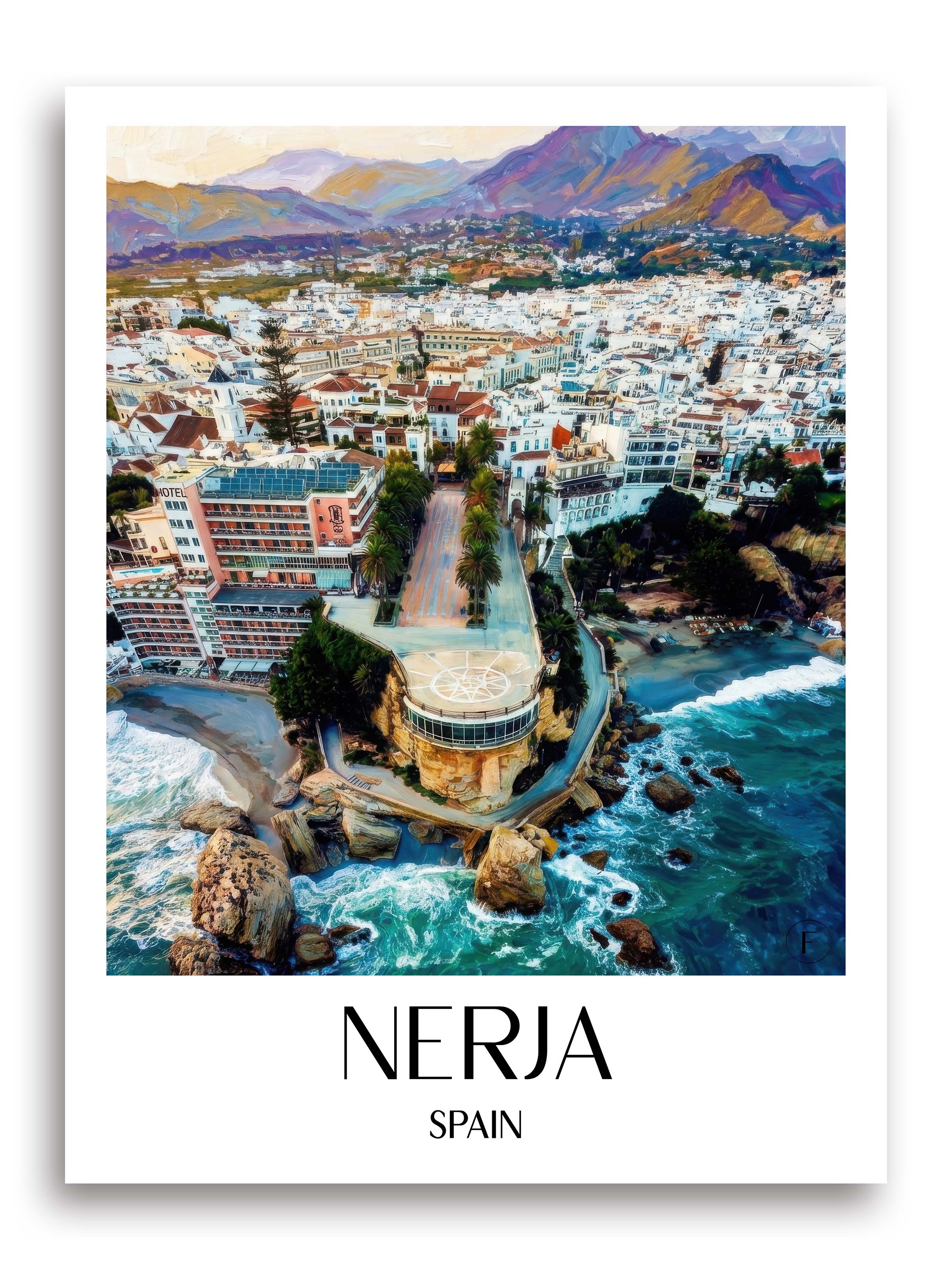 Nerja Poster - Spanien - Spanien und Spanien Kunstdruck - Ölgemälde von A4 bis A1 - favplace
