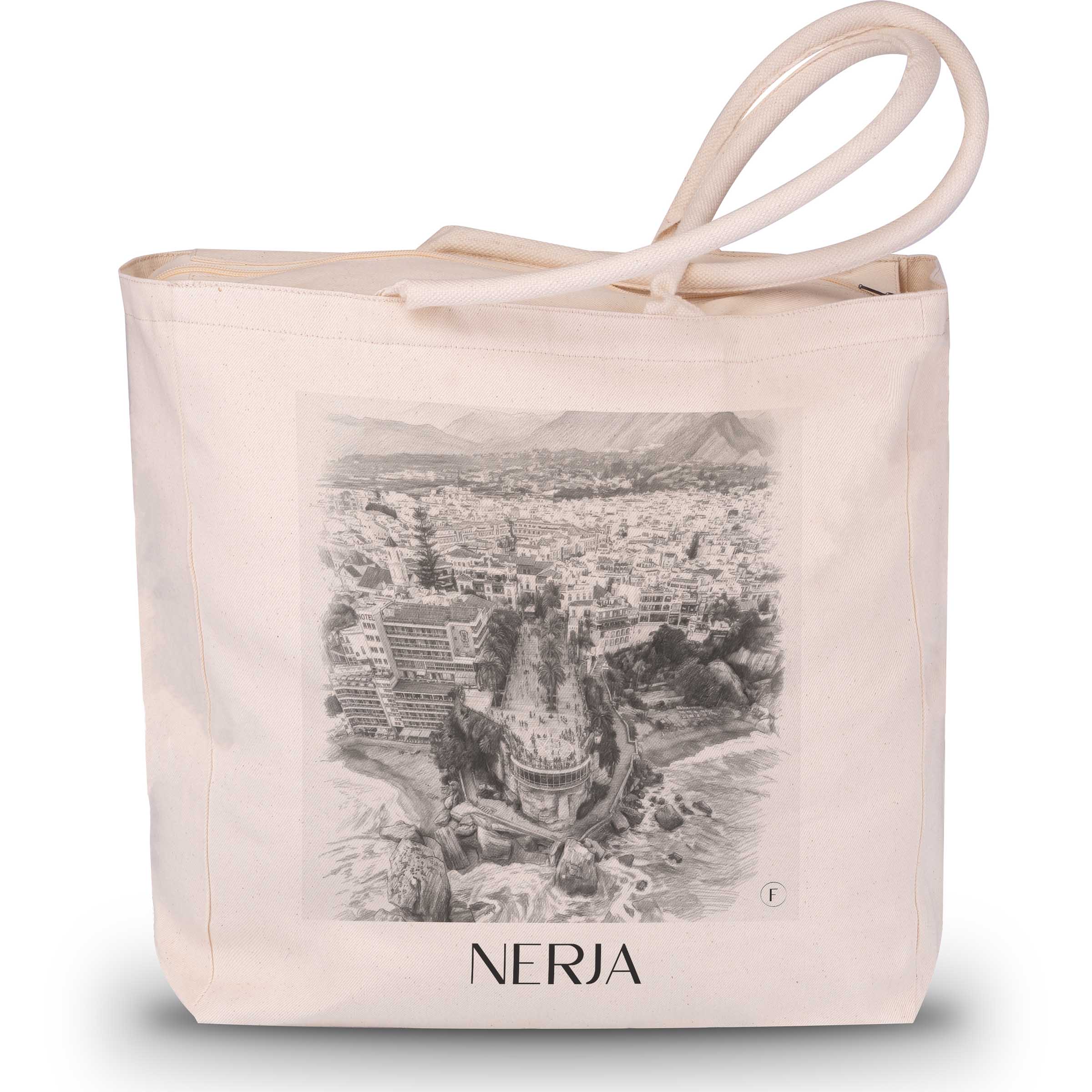 Nerja Shopping Bag - Spain - Spain Tote Bag - Drawing Style Shopping Bag