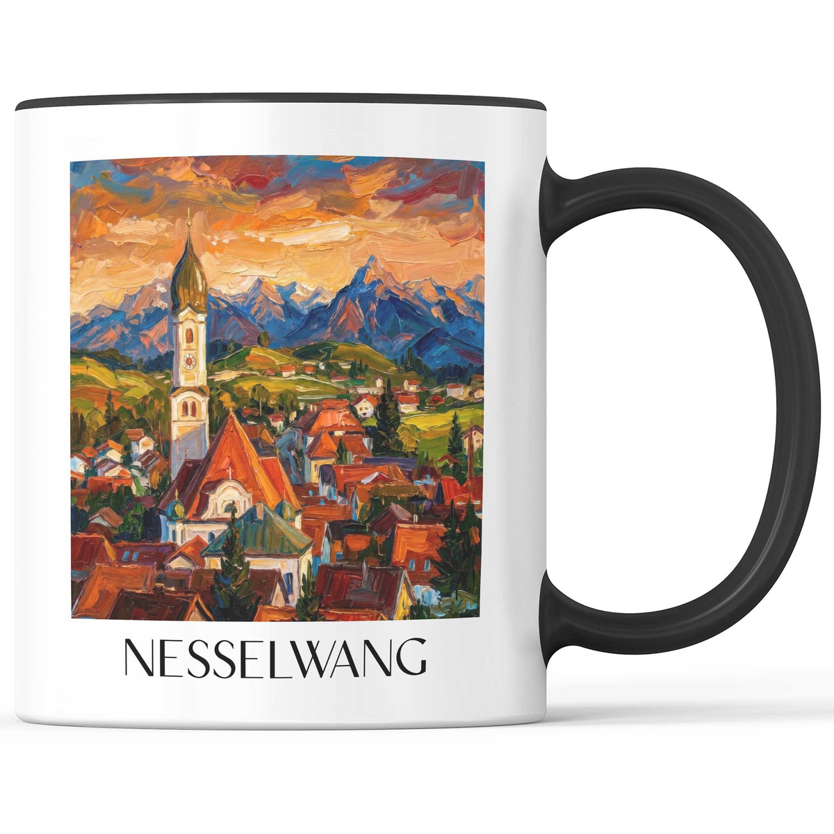 nesselwang-ostallgäu-deutschland-kaffeebecher-oil-painting-oelgemaelde