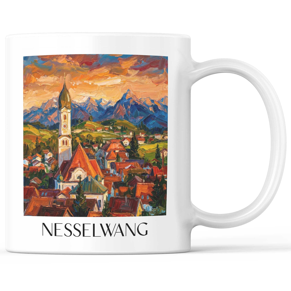 nesselwang-ostallgäu-deutschland-kaffeebecher-oil-painting-oelgemaelde