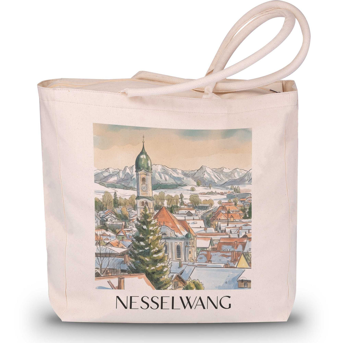 nesselwang-(im-winter)-ostallgäu-deutschland-einkaufstasche-aquarell