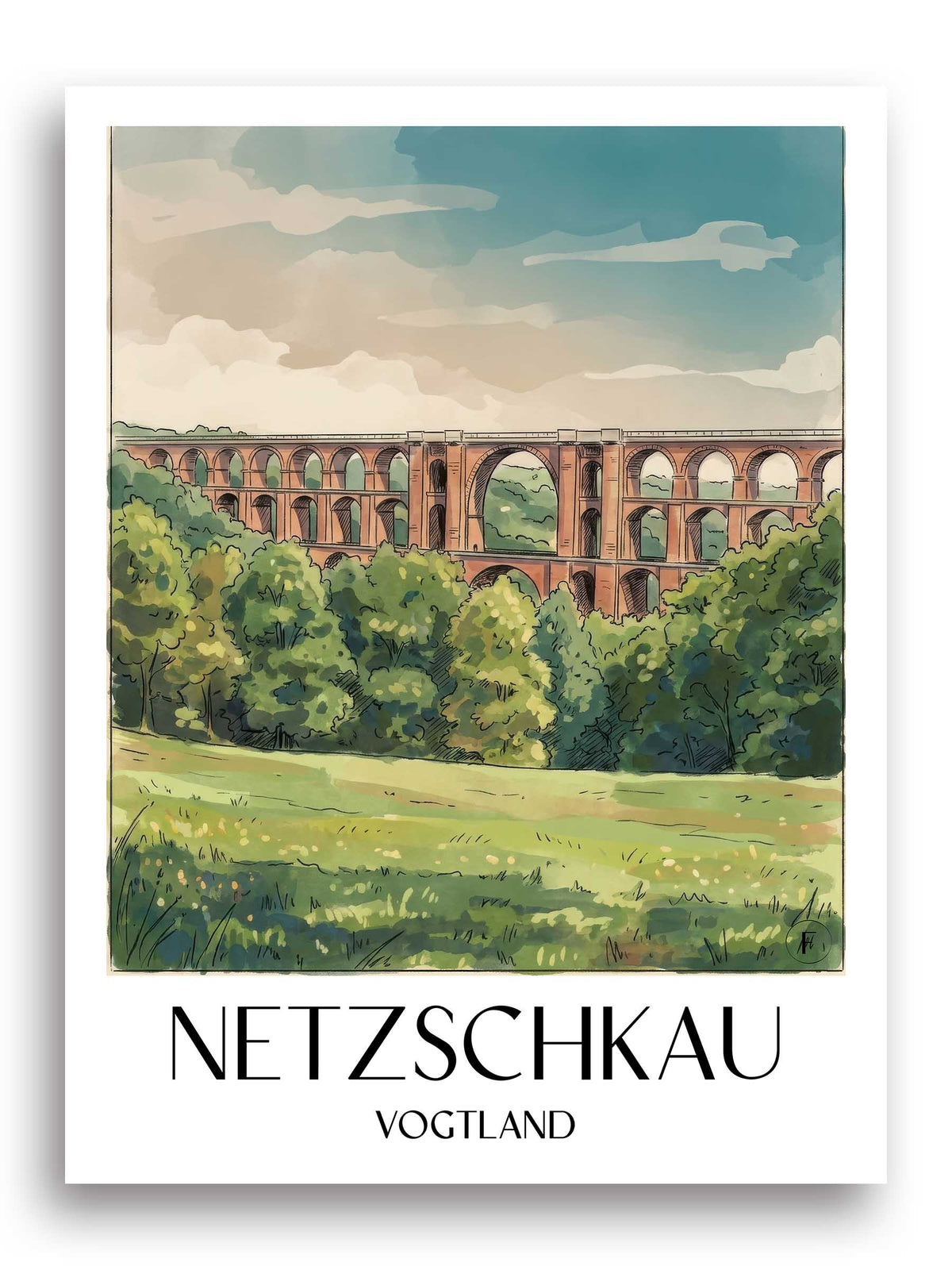 netzschkau-vogtland-deutschland-poster-aquarell