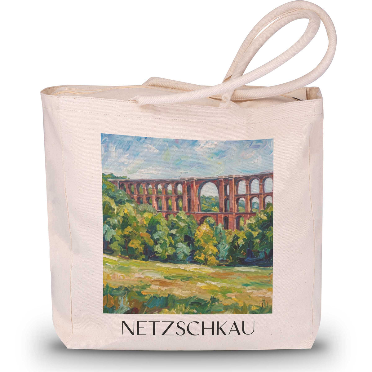 netzschkau-vogtland-deutschland-einkaufstasche-oil-painting-oelgemaelde