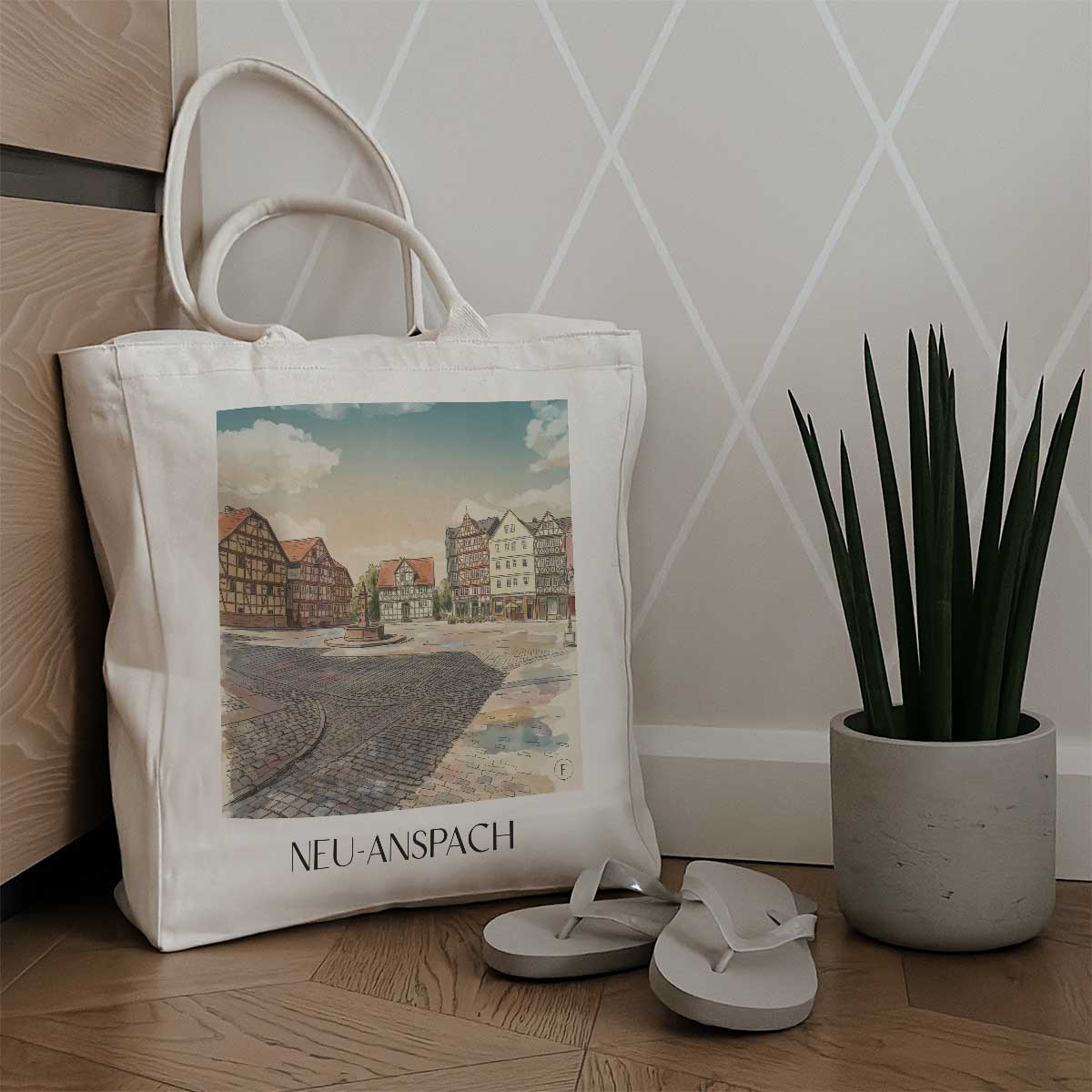 neu-anspach-taunus-deutschland-einkaufstasche-aquarell