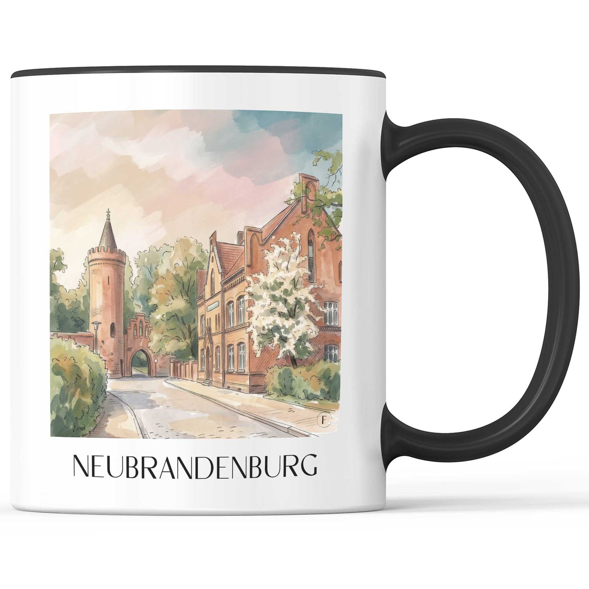neubrandenburg-mecklenburg-vorpommern-deutschland-kaffeebecher-aquarell