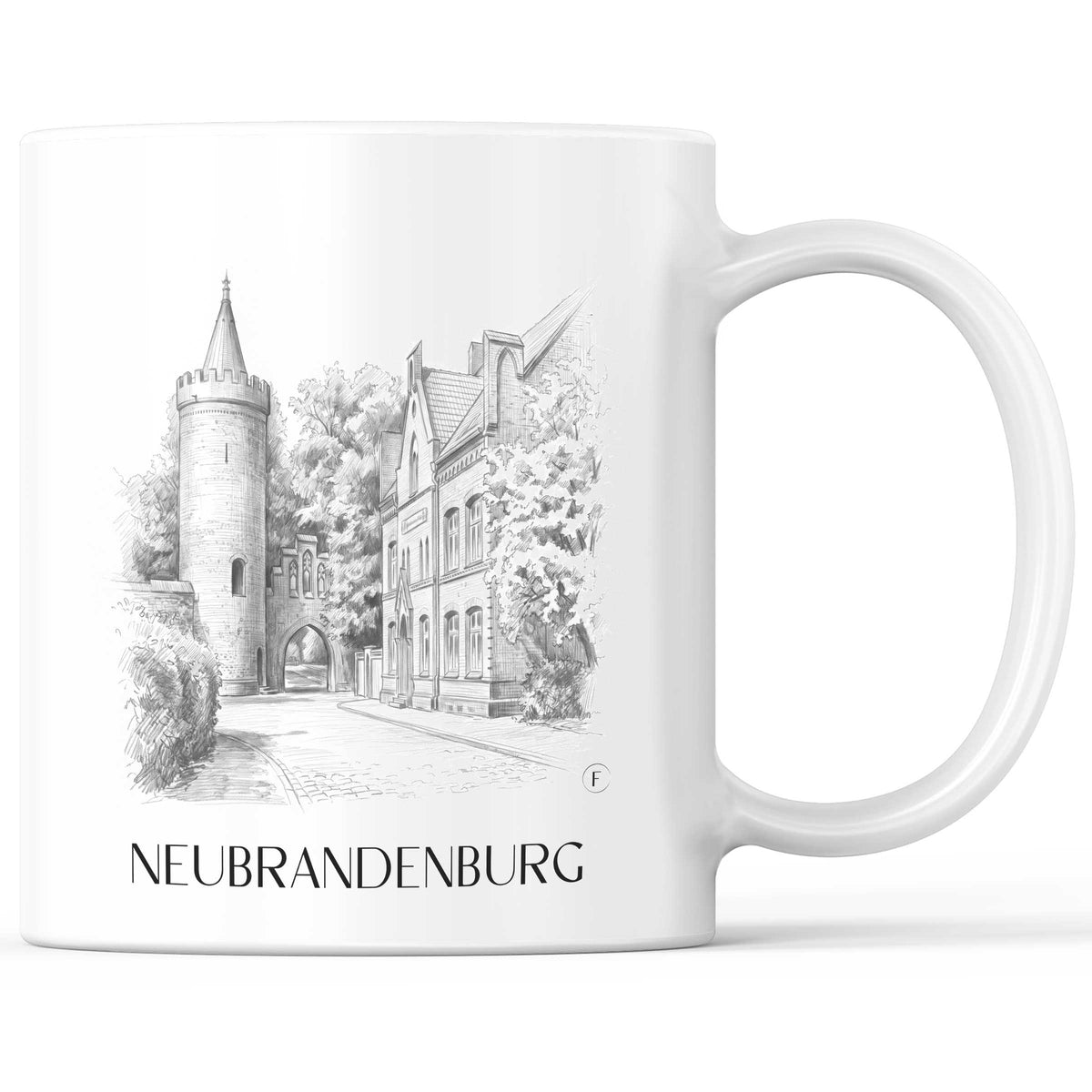Neubrandenburg Kaffeebecher - Mecklenburg-Vorpommern - Deutschland Becher - Kaffeetasse im Zeichnung Stil