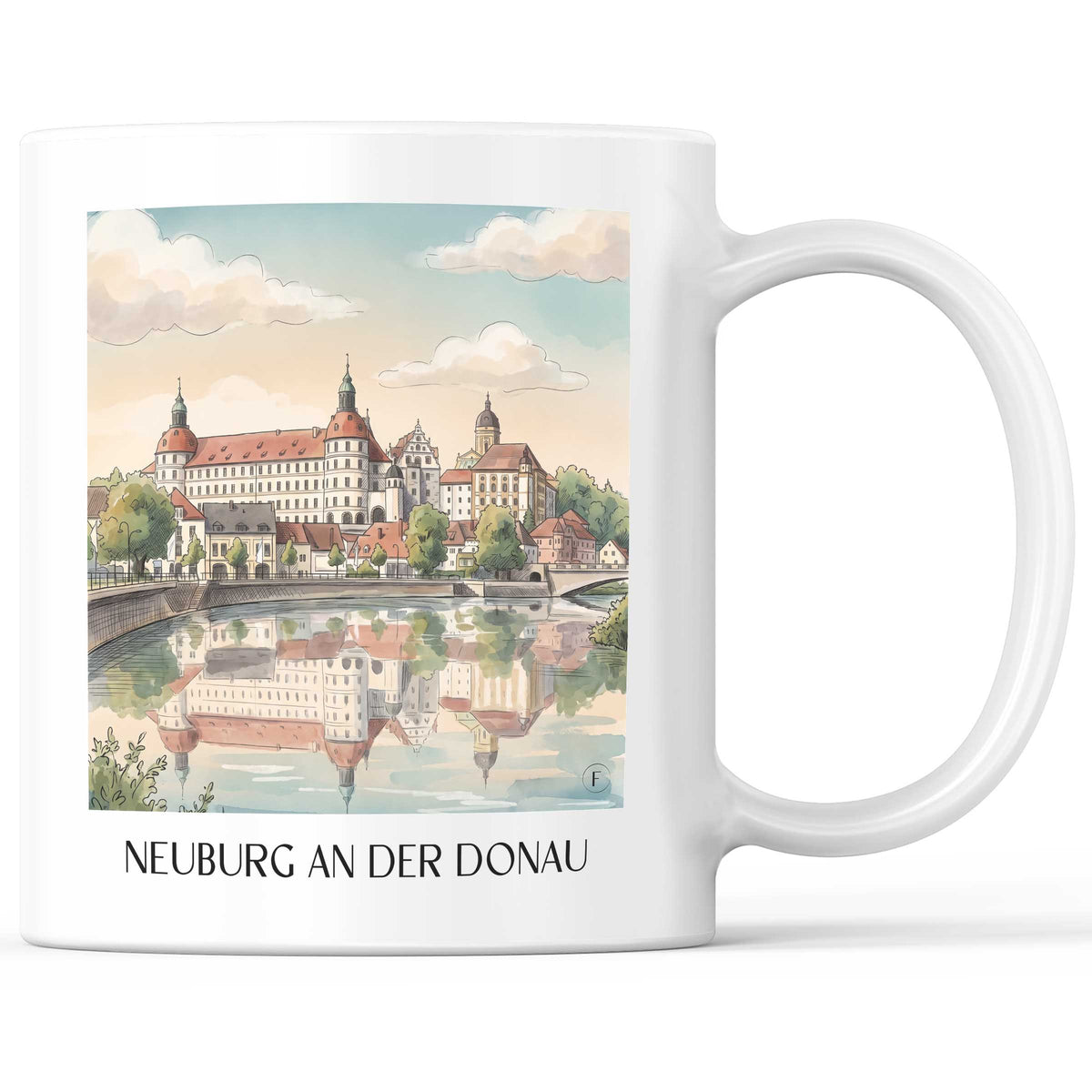 Neuburg an der Donau Kaffeebecher - Donautal - Deutschland Becher - Kaffeetasse im Aquarell Stil - favplace