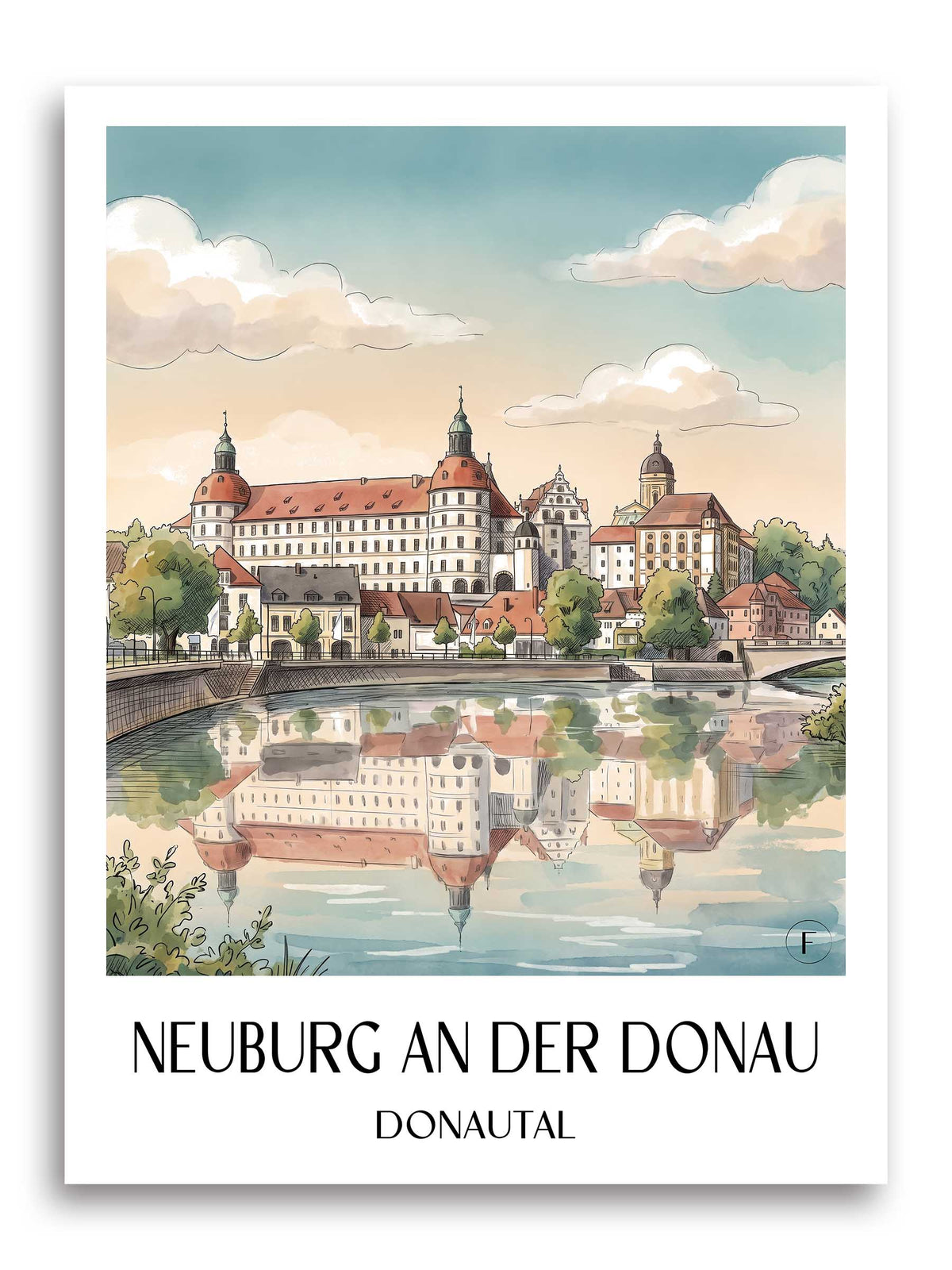 neuburg-an-der-donau-donautal-deutschland-poster-aquarell