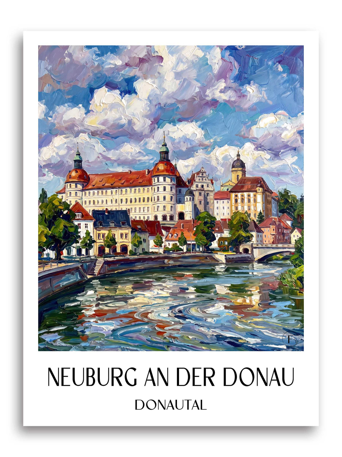 Neuburg an der Donau Poster - Donautal - Deutschland Kunstdruck - Ölgemälde von A4 bis A1 - favplace