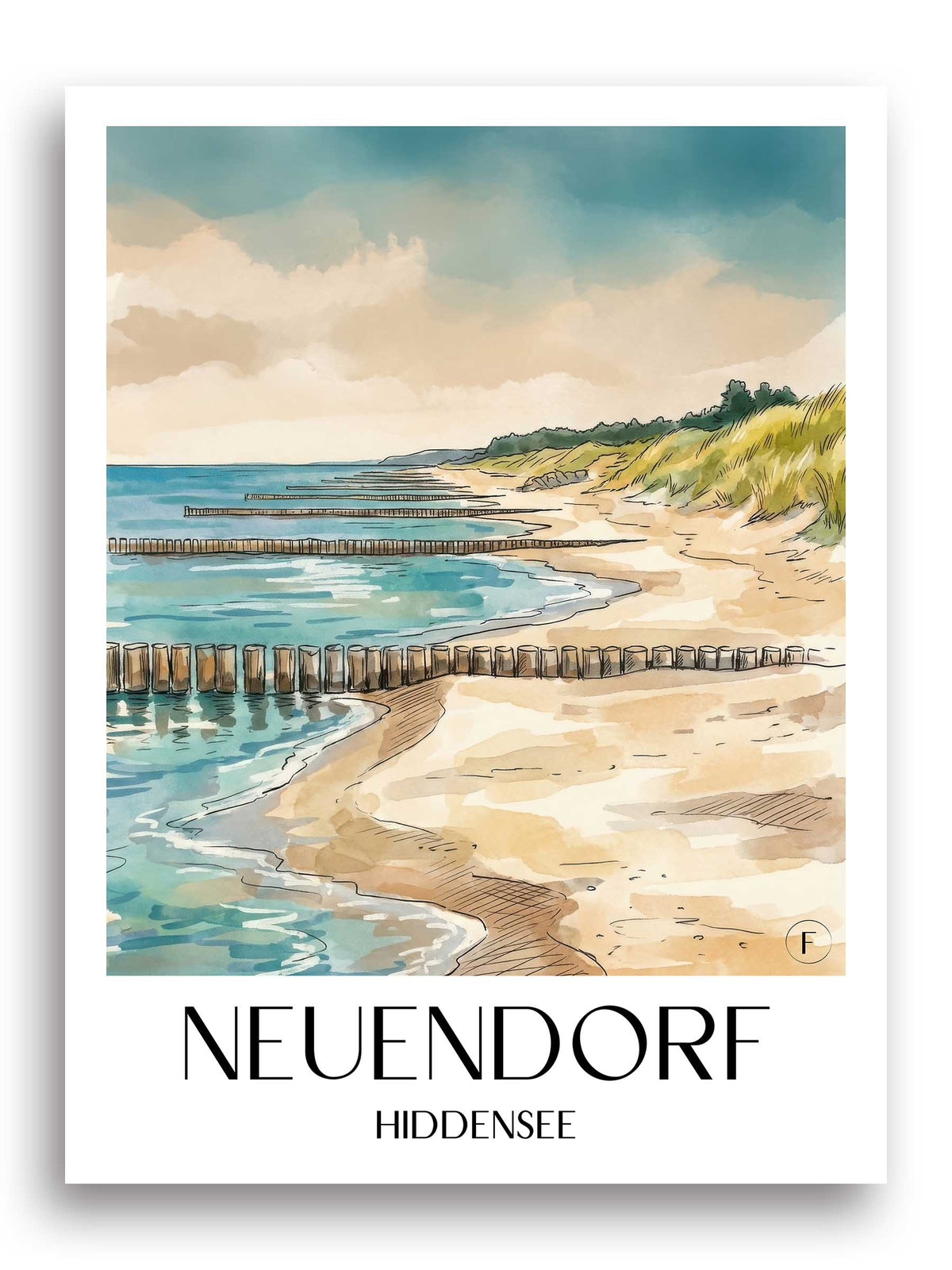 neuendorf-hiddensee-deutschland-poster-aquarell