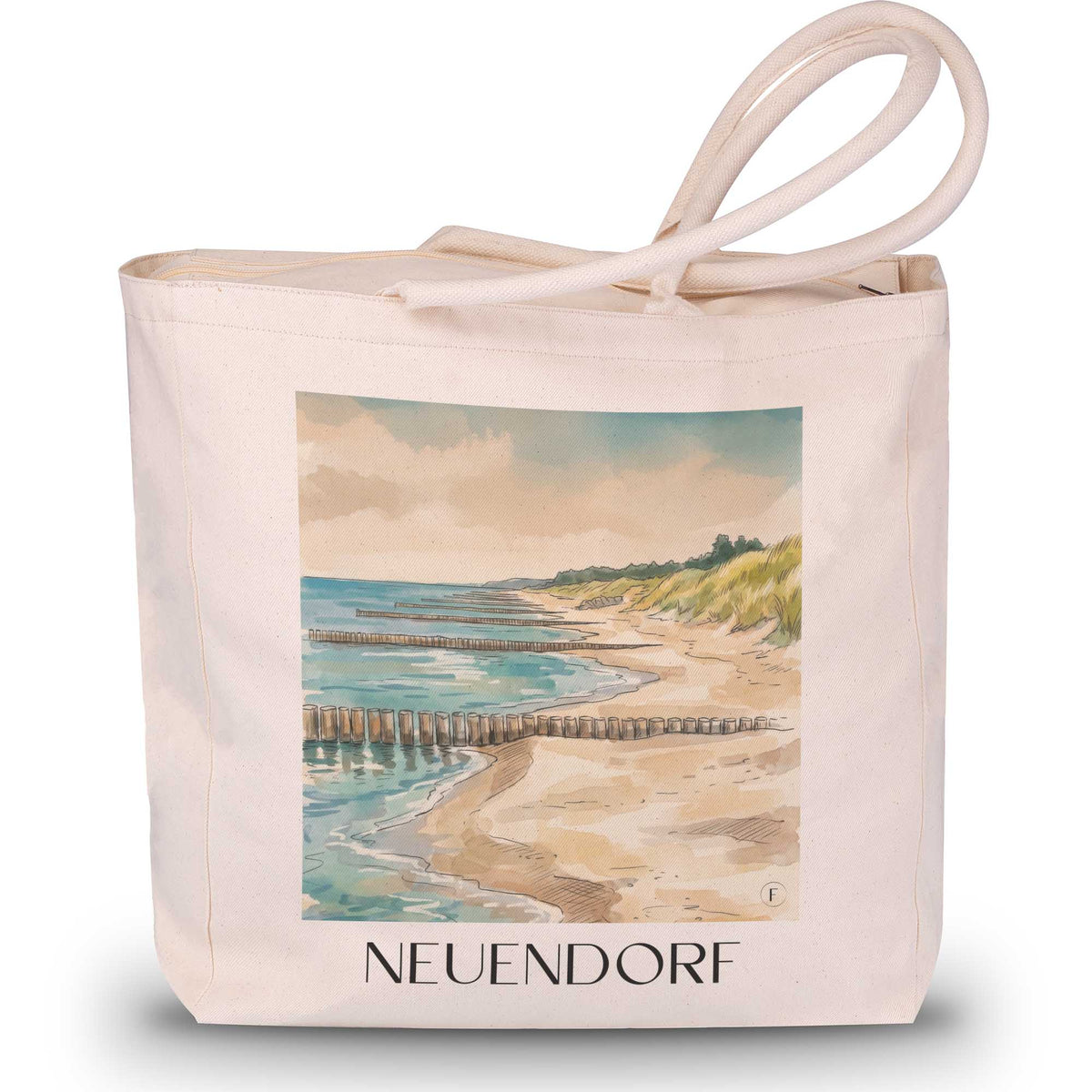 neuendorf-hiddensee-deutschland-einkaufstasche-aquarell