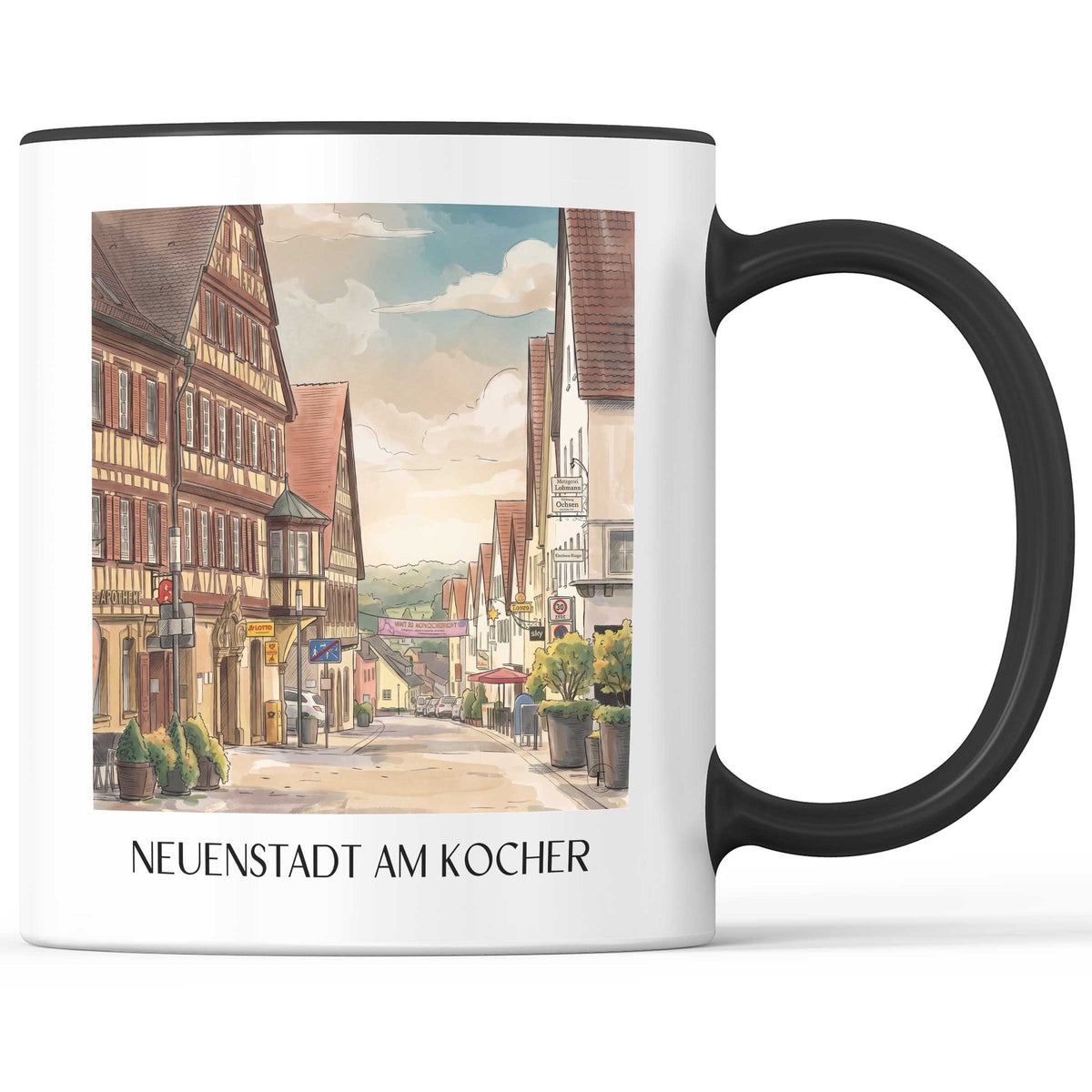 Neuenstadt am Kocher Kaffeebecher - Hohenlohe - Deutschland Becher - Kaffeetasse im Aquarell Stil - favplace