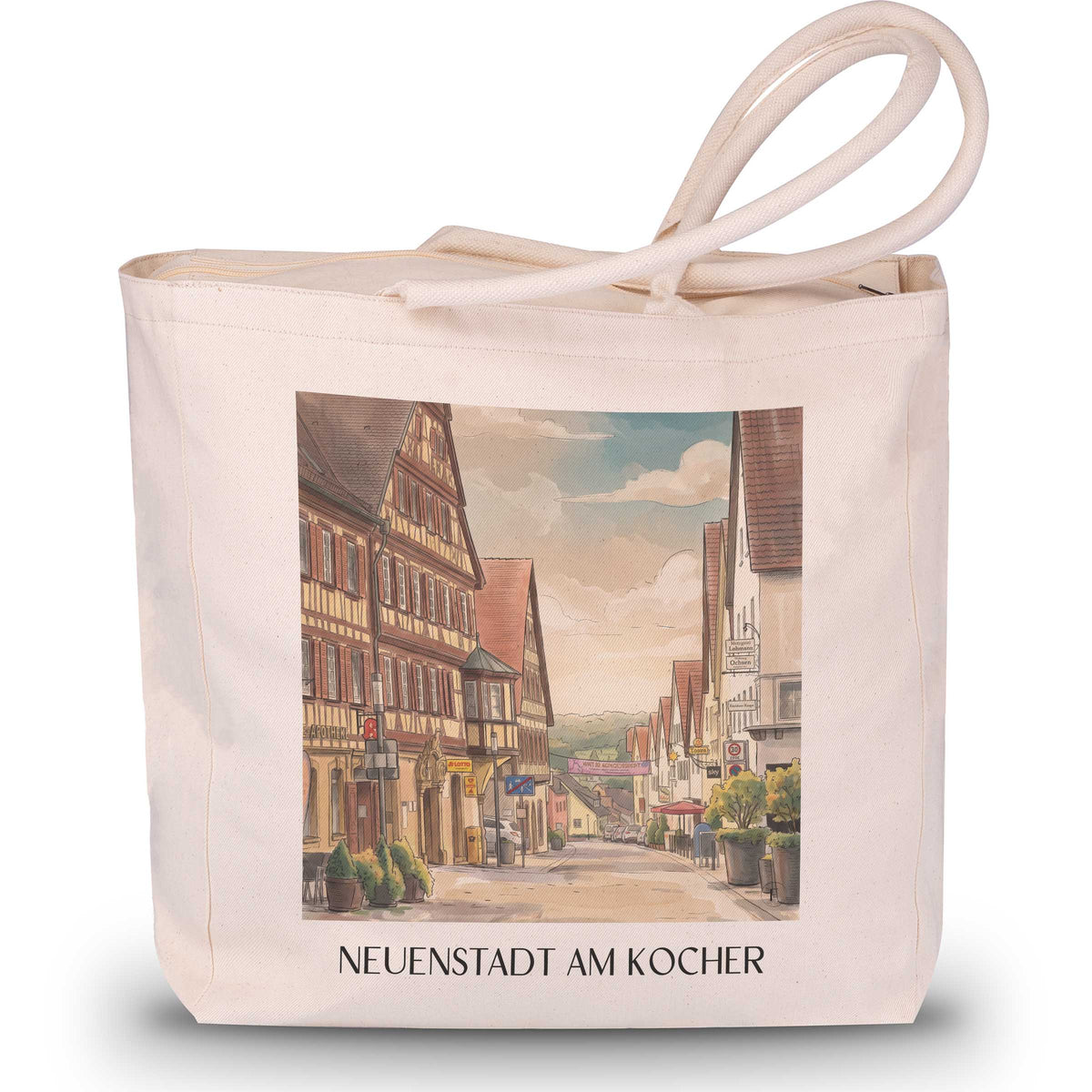 neuenstadt-am-kocher-hohenlohe-deutschland-einkaufstasche-aquarell