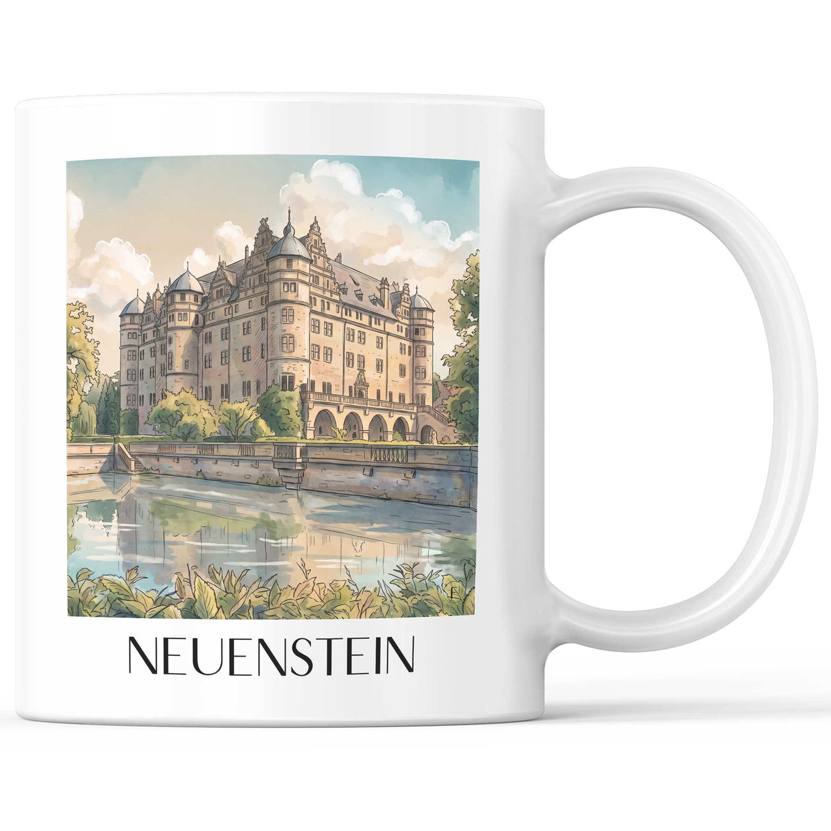 Neuenstein Kaffeebecher - Hohenlohe - Deutschland Becher - Kaffeetasse im Aquarell Stil - favplace