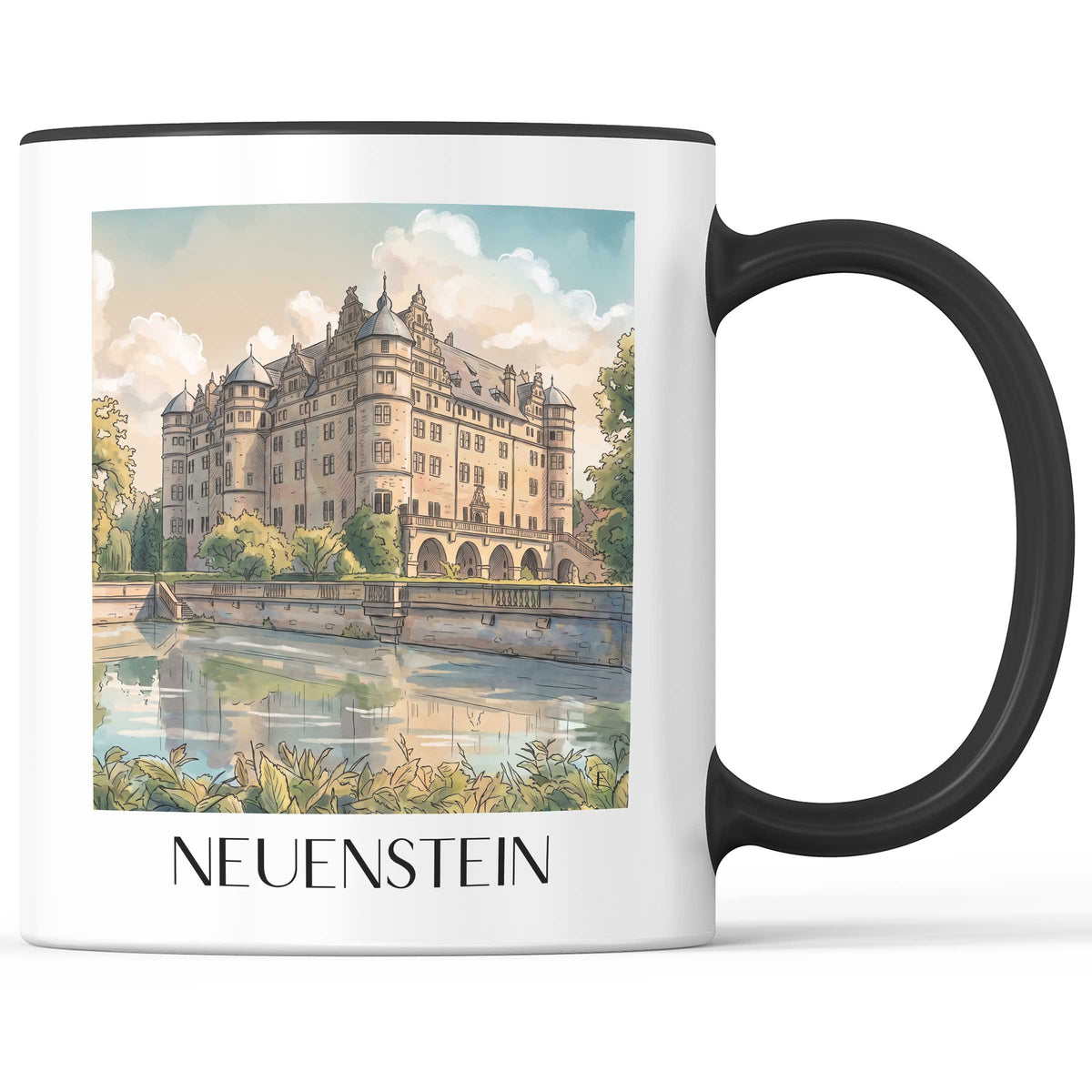 Neuenstein Kaffeebecher - Hohenlohe - Deutschland Becher - Kaffeetasse im Aquarell Stil - favplace