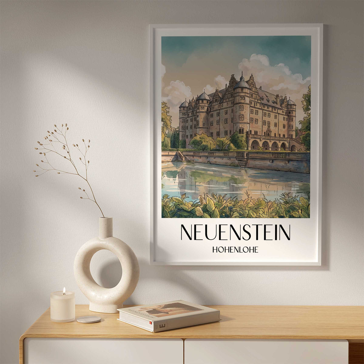 neuenstein-hohenlohe-deutschland-poster-aquarell