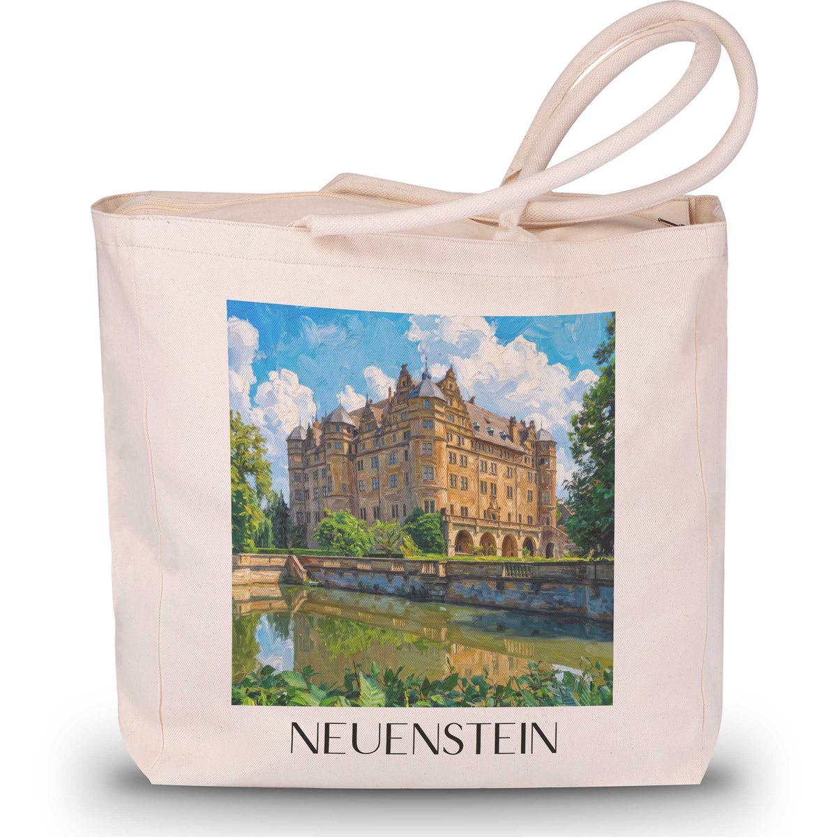 neuenstein-hohenlohe-deutschland-einkaufstasche-oil-painting-oelgemaelde