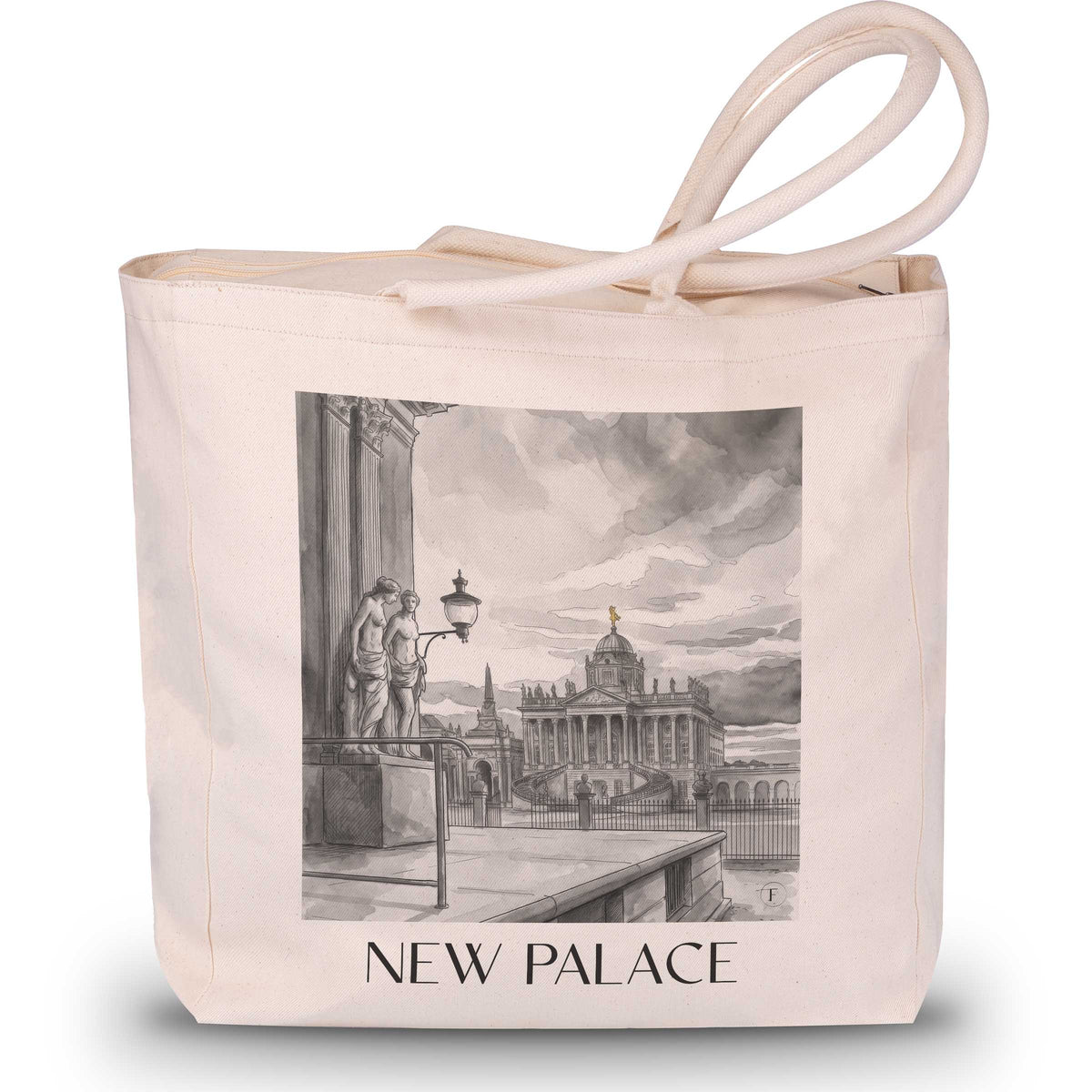 Neues Palais Shopping Tasche - Potsdam - Deutschland Tote Bag - Einkaufstasche im Aquarell Schwarz-Weiß Stil - favplace