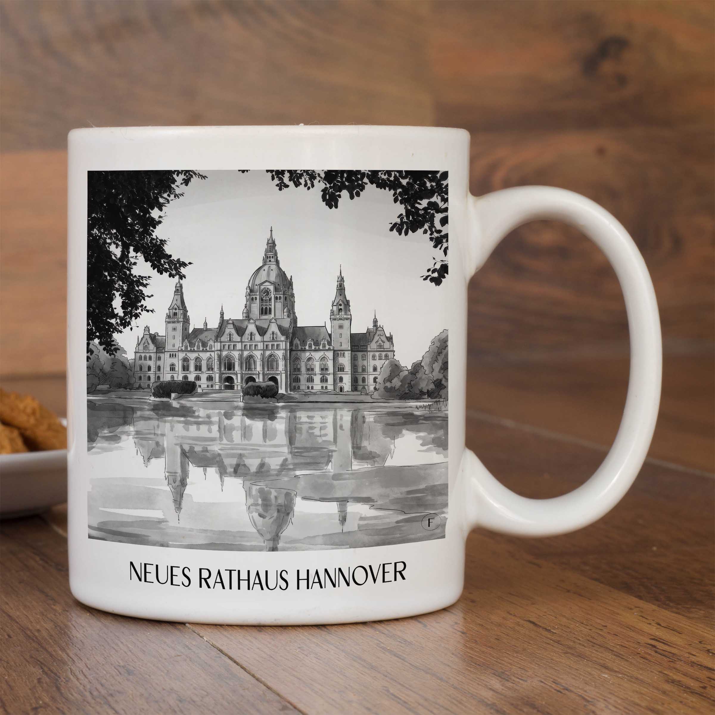 neues-rathaus-hannover-deutschland-kaffeebecher-aquarell-schwarz-weiss