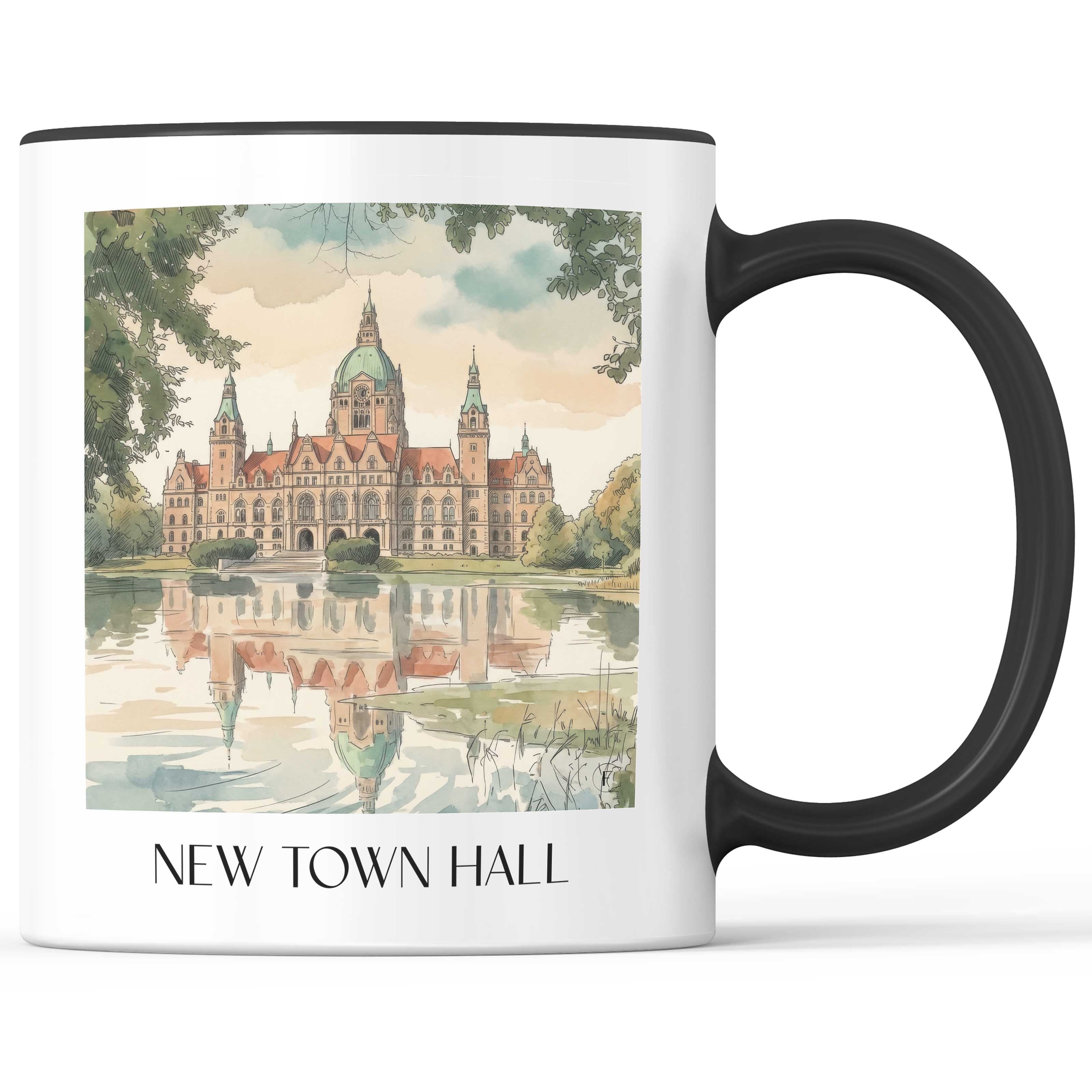 Neues Rathaus Kaffeebecher - Hannover - Deutschland Becher - Kaffeetasse im Aquarell Stil - favplace