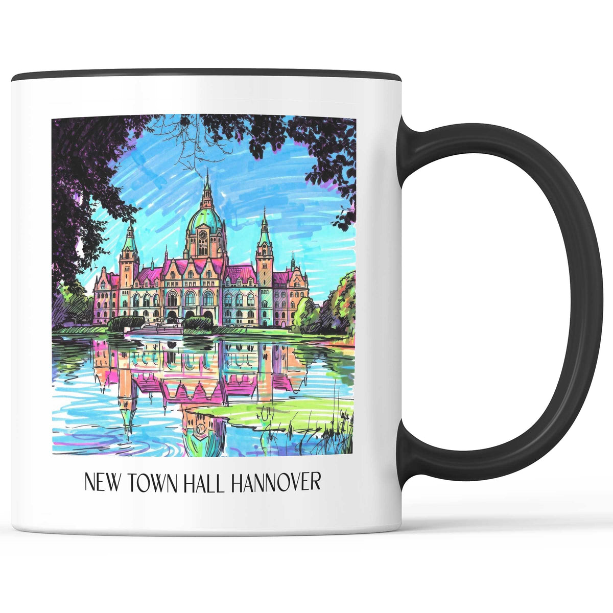 Neues Rathaus Kaffeebecher - Hannover - Deutschland Becher - Kaffeetasse im Tag Graffiti Stil - favplace