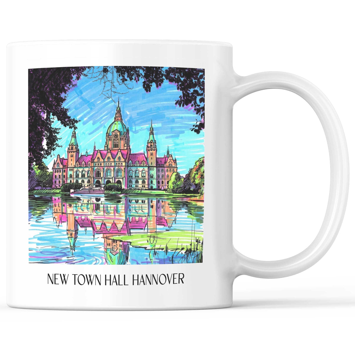 Neues Rathaus Kaffeebecher - Hannover - Deutschland Becher - Kaffeetasse im Tag Graffiti Stil - favplace