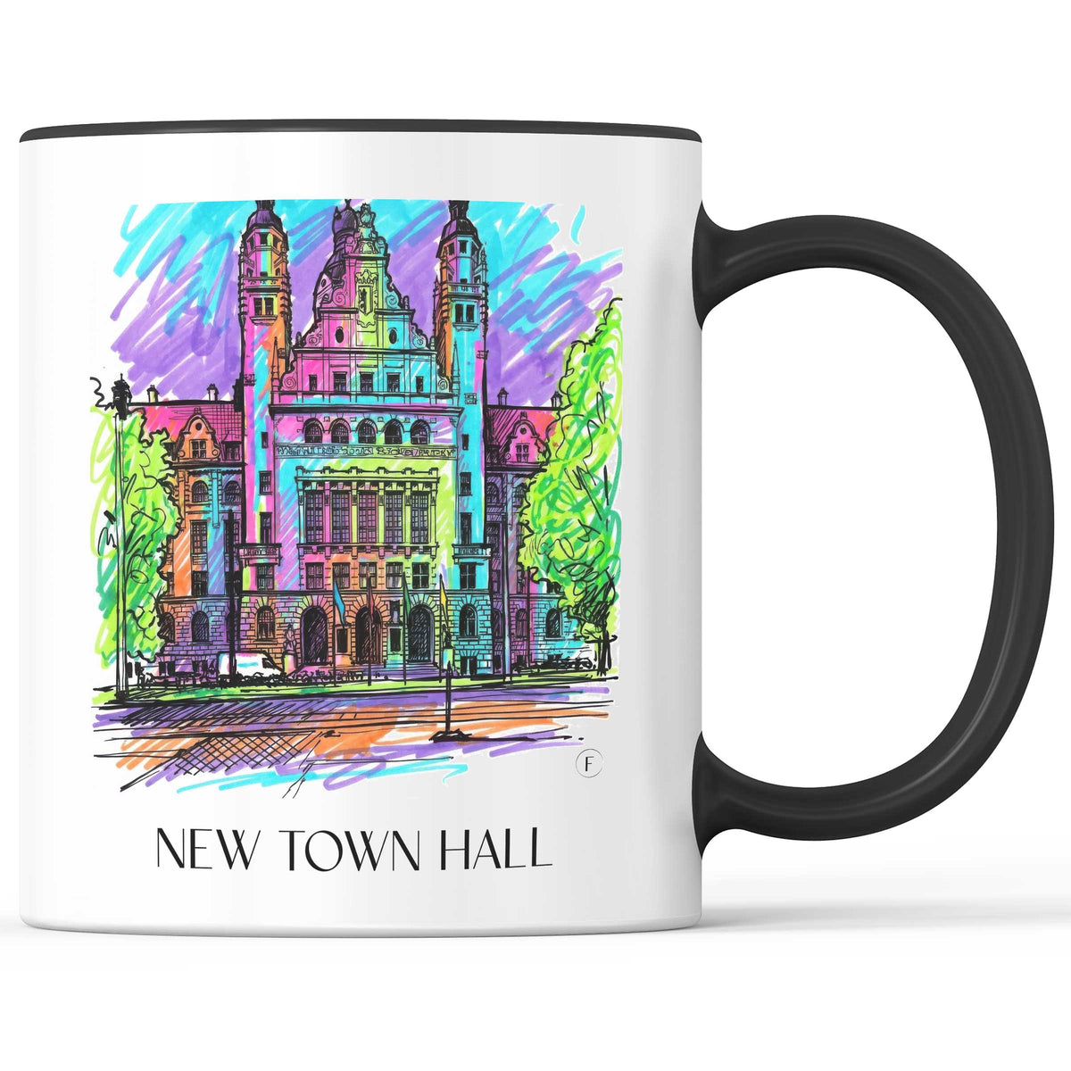 Neues Rathaus Kaffeebecher - Leipzig - Deutschland Becher - Kaffeetasse im Tag Graffiti Stil - favplace
