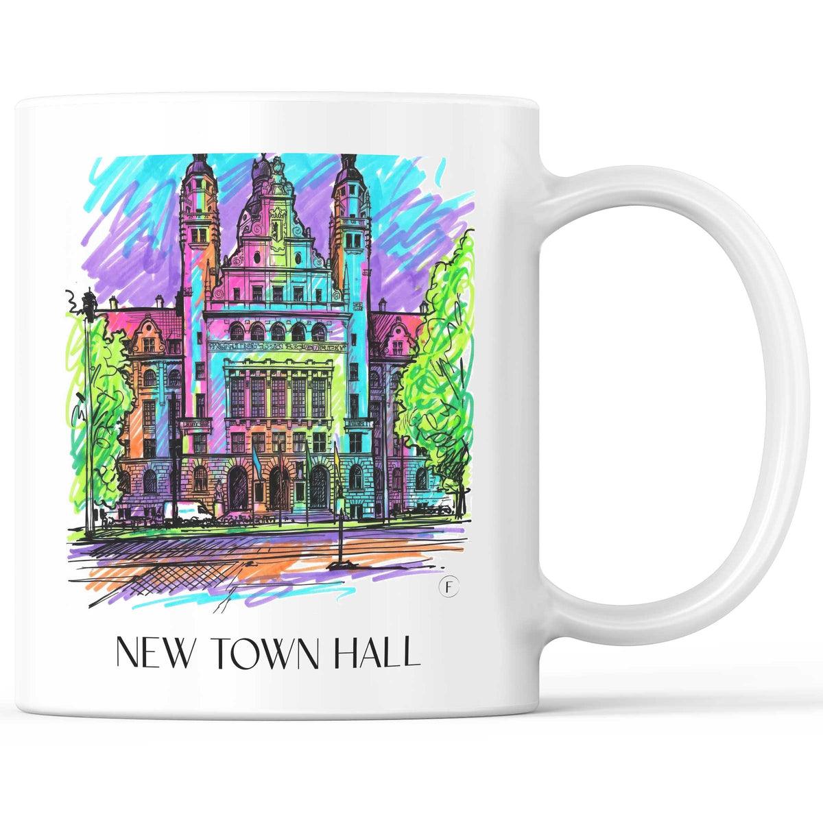 Neues Rathaus Kaffeebecher - Leipzig - Deutschland Becher - Kaffeetasse im Tag Graffiti Stil - favplace