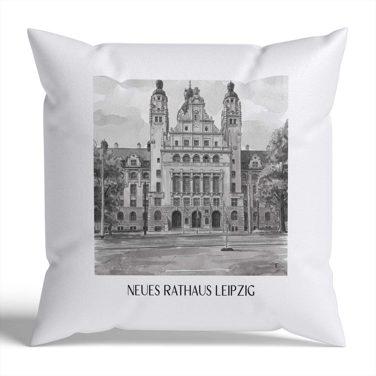 neues-rathaus-leipzig-deutschland-kissenbezug-aquarell-schwarz-weiss
