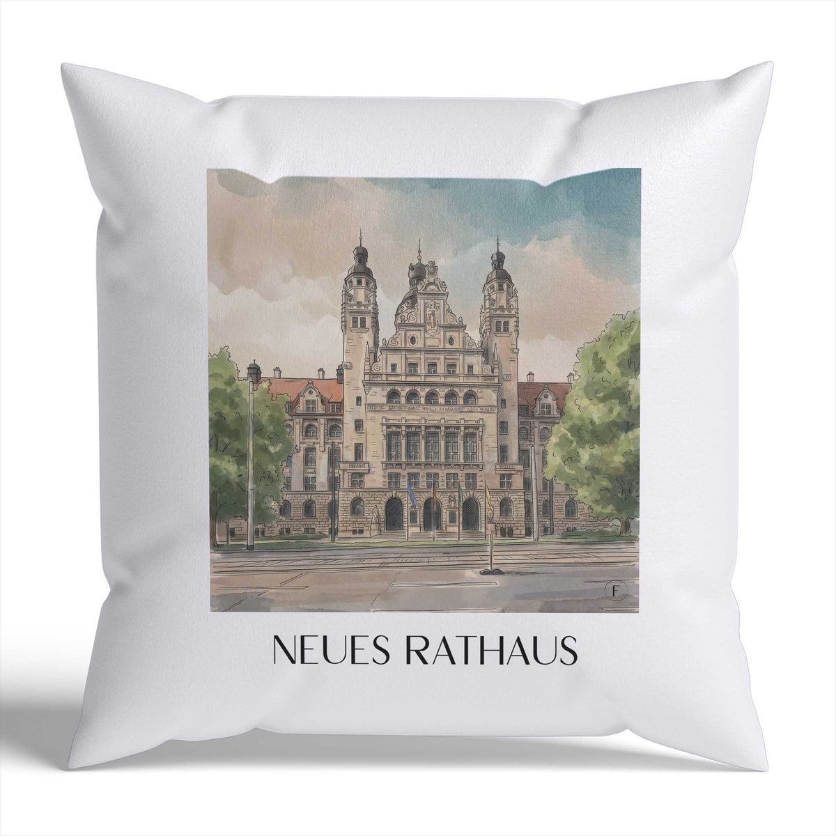 neues-rathaus-leipzig-deutschland-kissenbezug-aquarell