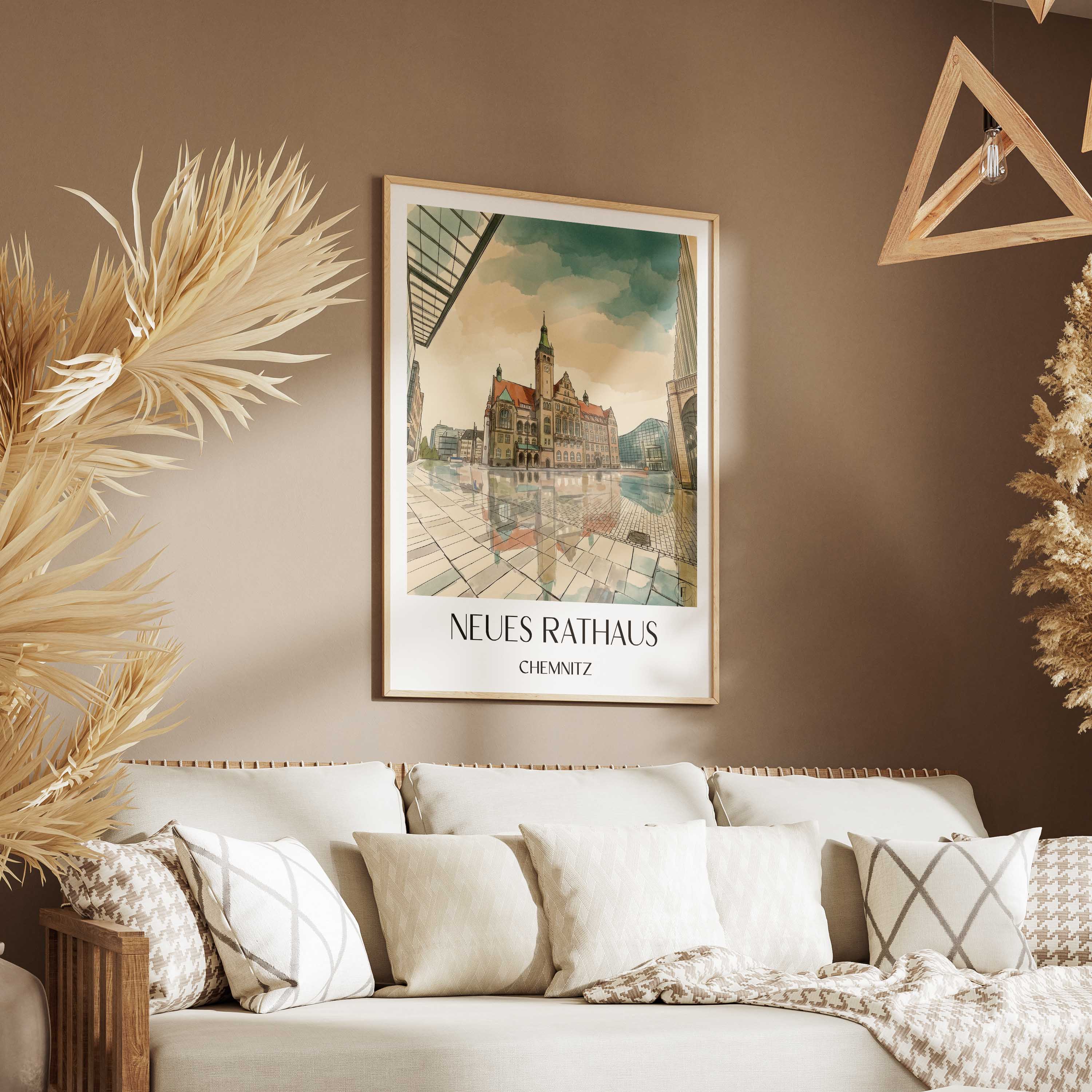 neues-rathaus-chemnitz-deutschland-poster-aquarell