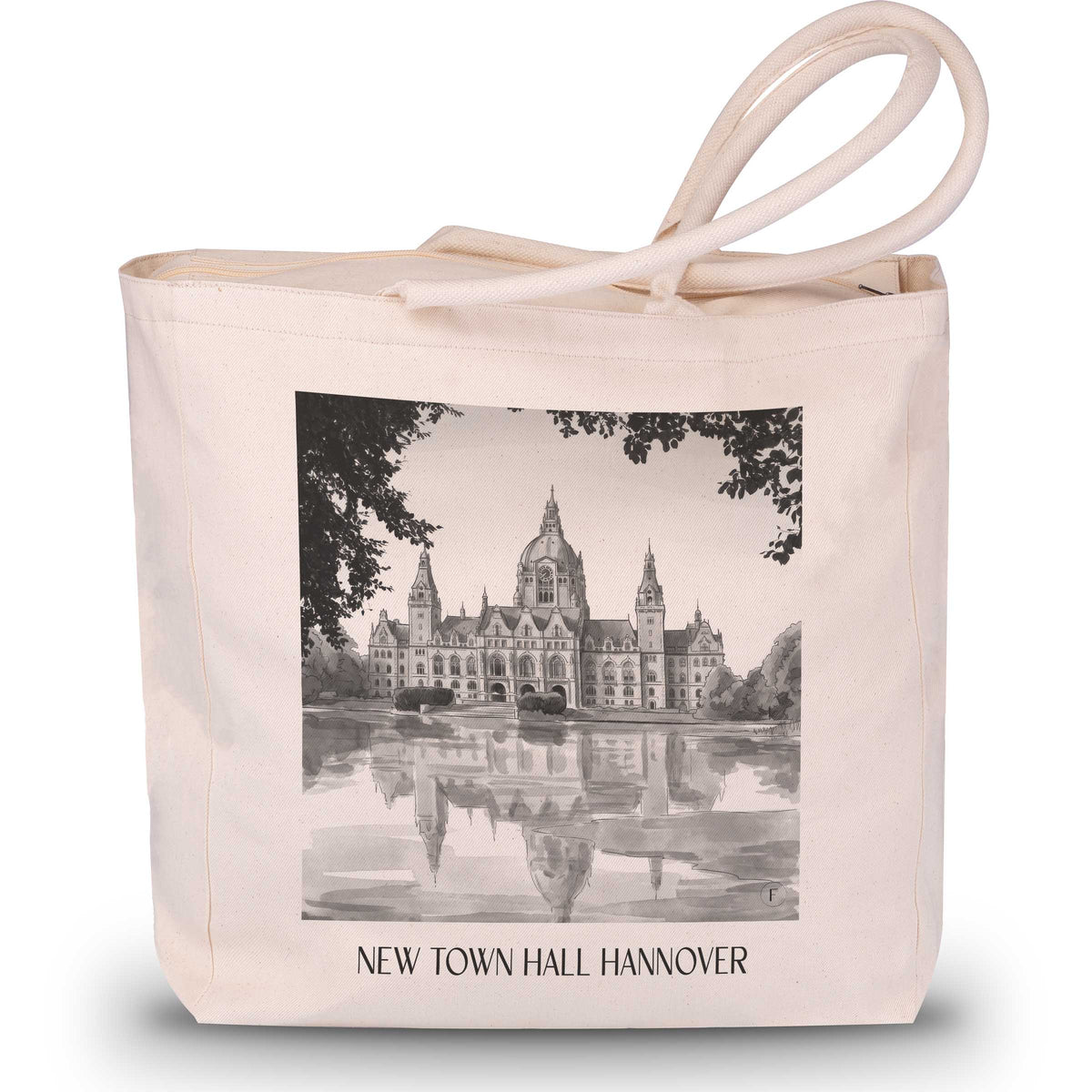 Neues Rathaus Shopping Tasche - Hannover - Deutschland Tote Bag - Einkaufstasche im Aquarell Schwarz-Weiß Stil - favplace