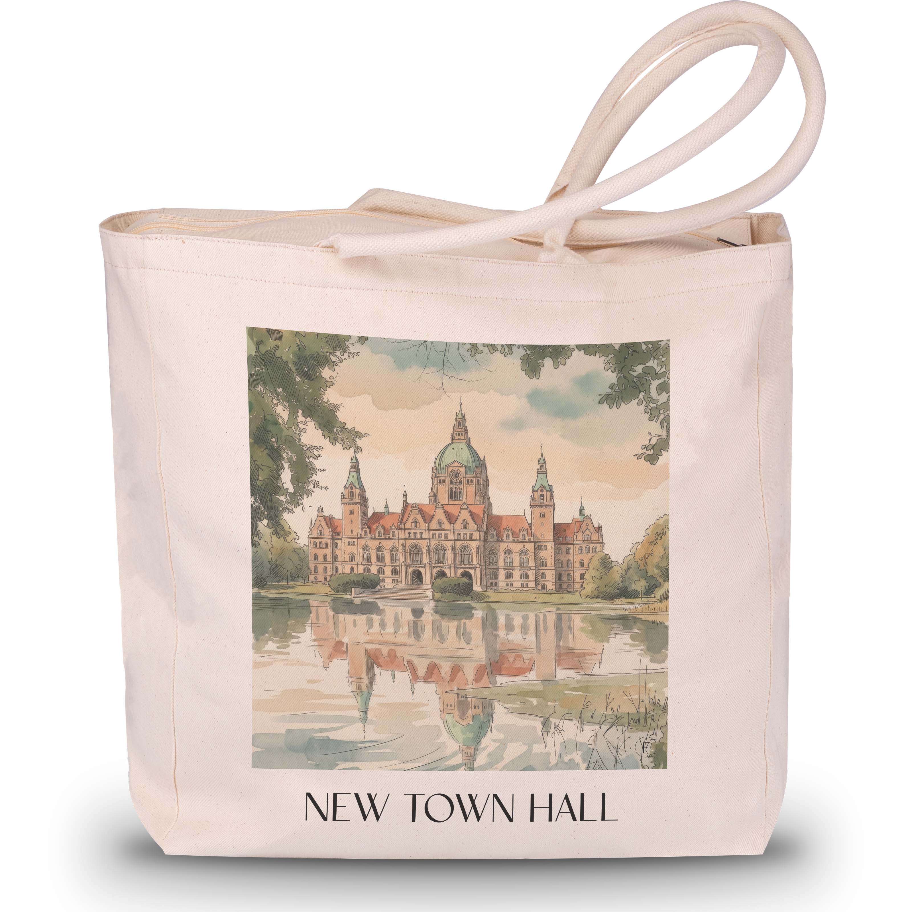 Neues Rathaus Shopping Tasche - Hannover - Deutschland Tote Bag - Einkaufstasche im Aquarell Stil - favplace