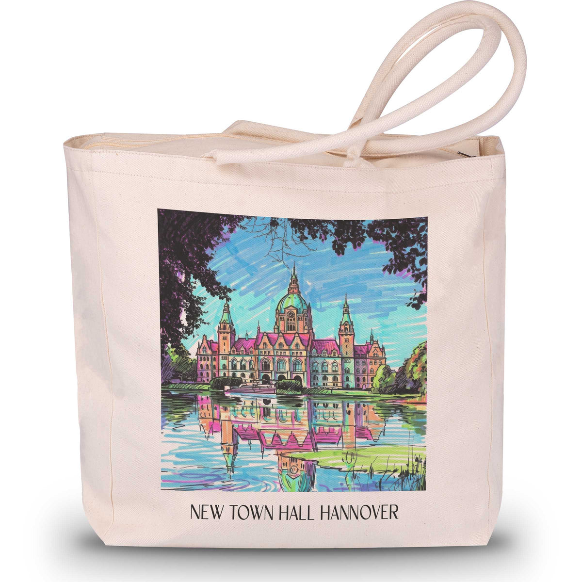 Neues Rathaus Shopping Tasche - Hannover - Deutschland Tote Bag - Einkaufstasche im Tag Graffiti Stil - favplace