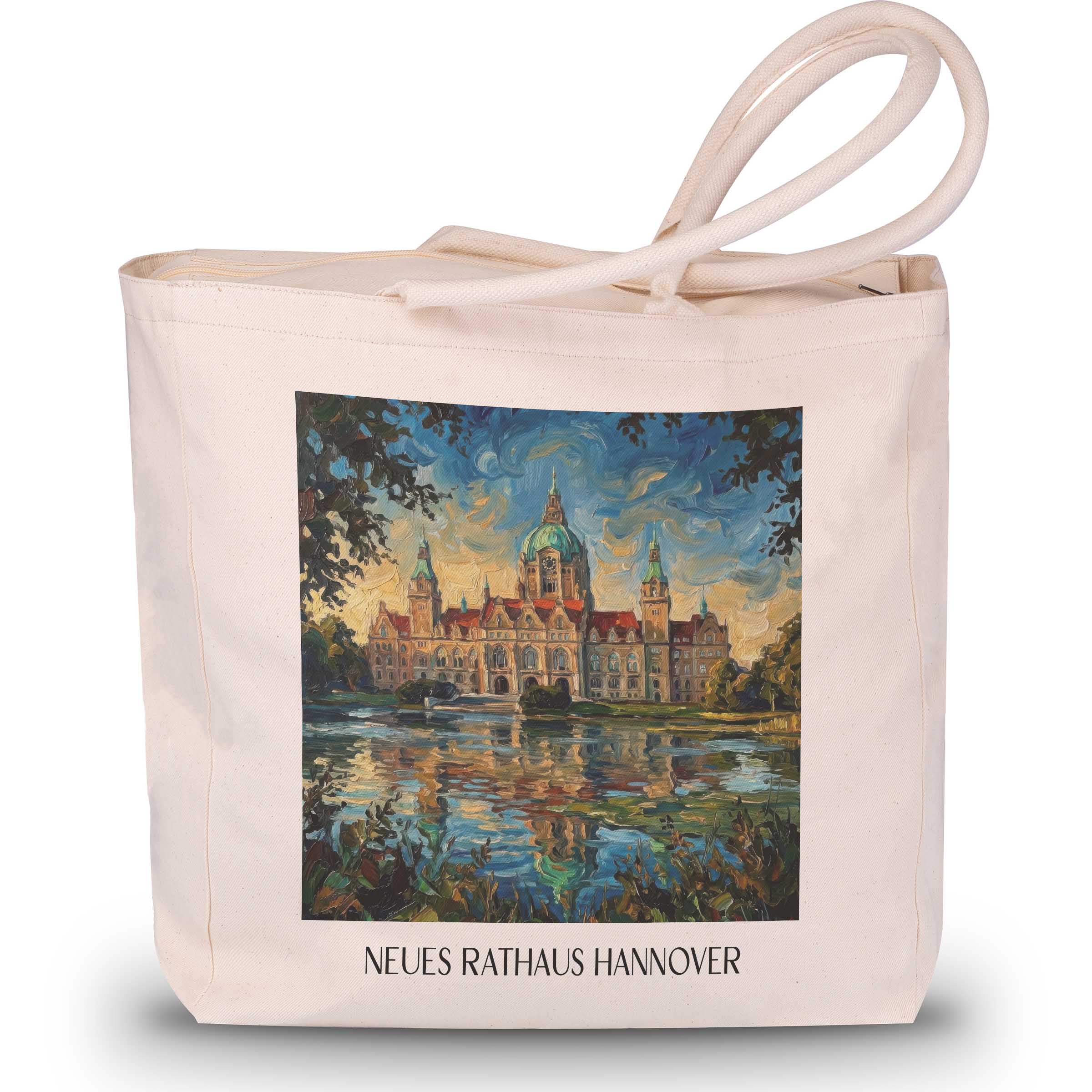 neues-rathaus-hannover-deutschland-einkaufstasche-oil-painting-oelgemaelde
