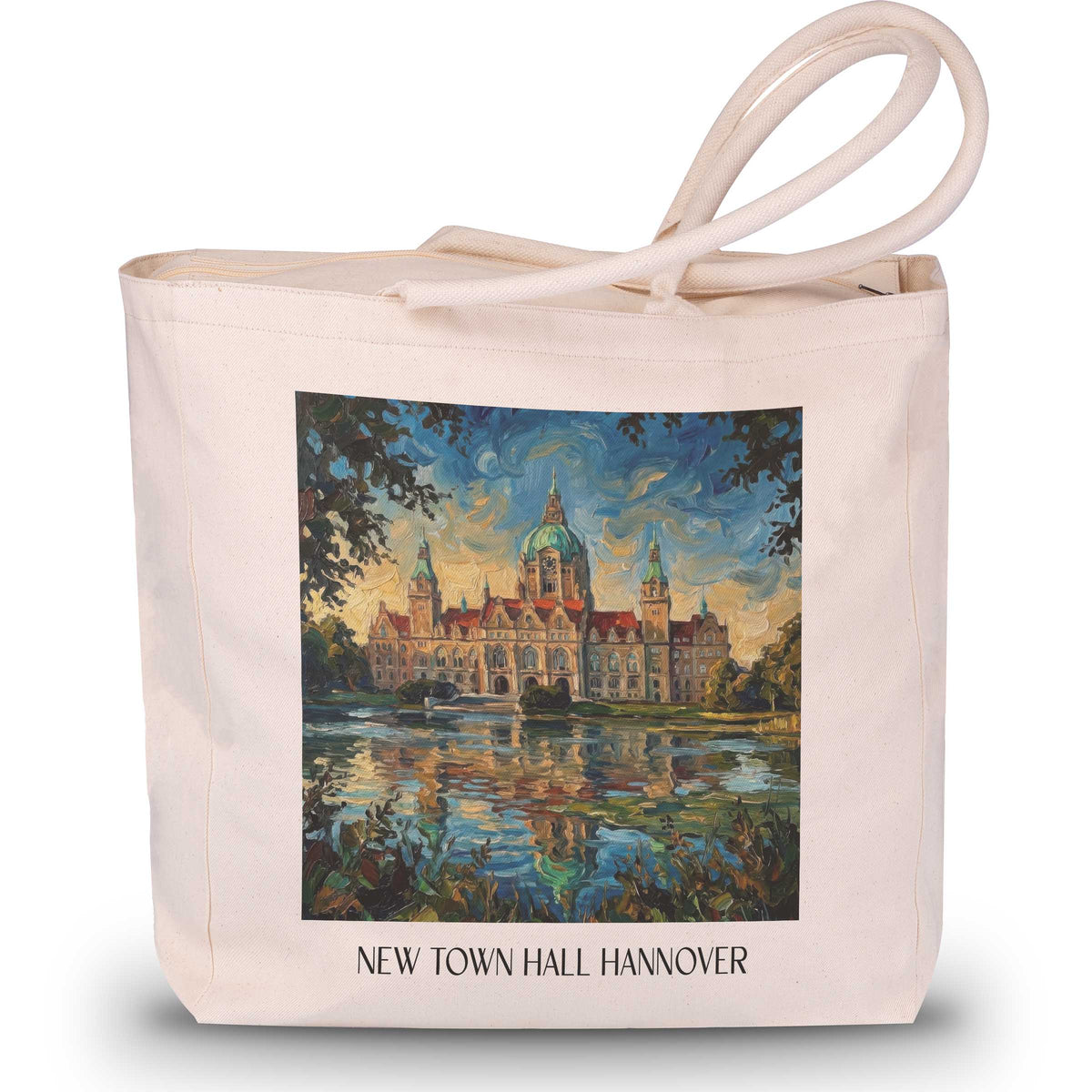 Neues Rathaus Shopping Tasche - Hannover - Deutschland Tote Bag - Einkaufstasche im Ölgemälde Stil - favplace