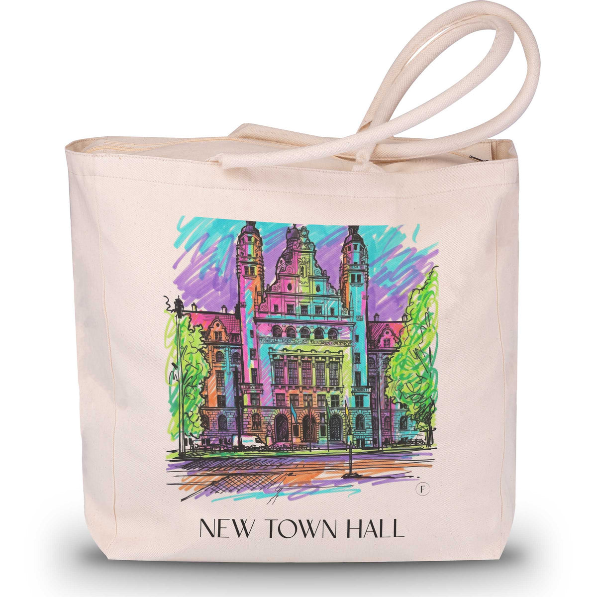 Neues Rathaus Shopping Tasche - Leipzig - Deutschland Tote Bag - Einkaufstasche im Tag Graffiti Stil - favplace