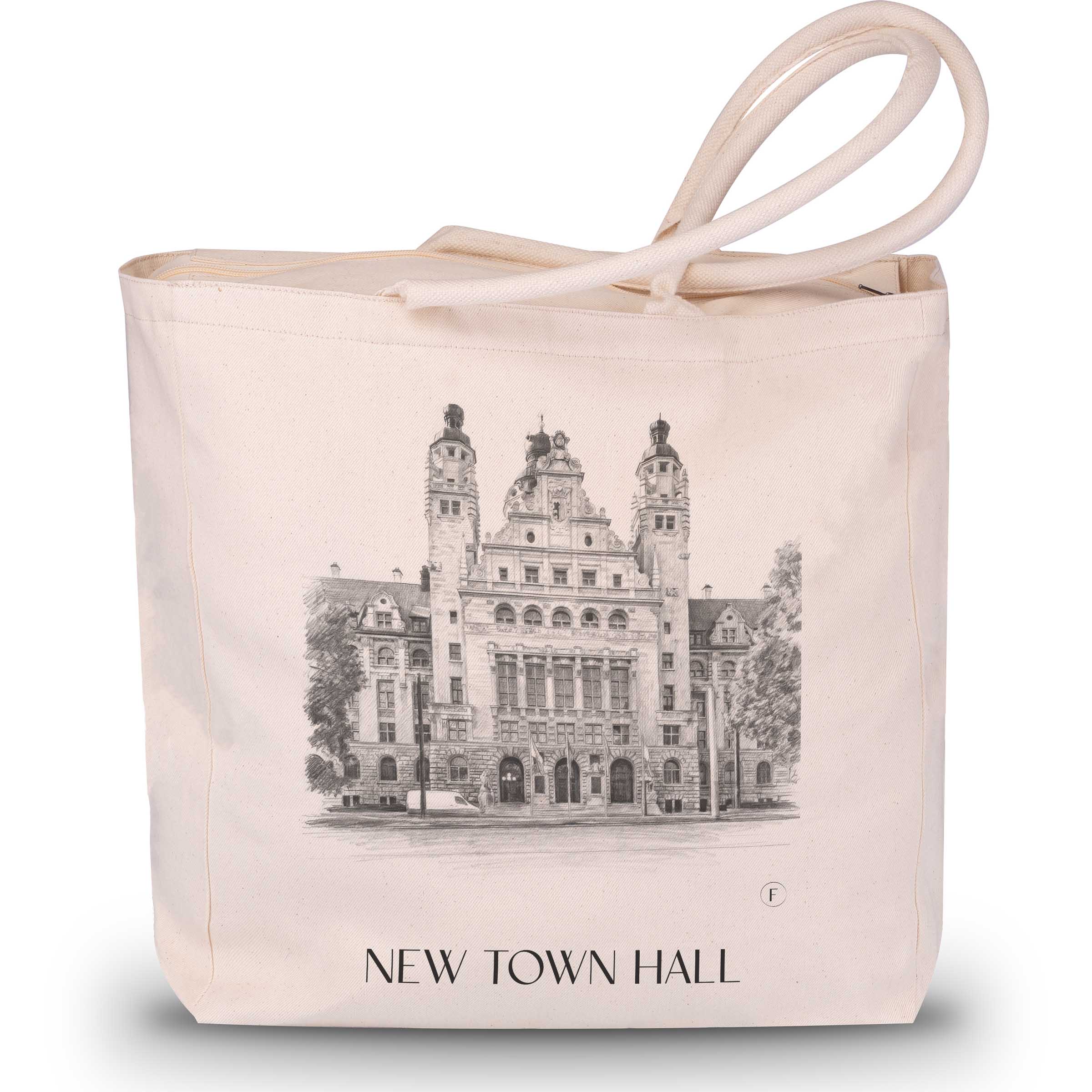 Neues Rathaus Shopping Tasche - Leipzig - Deutschland Tote Bag - Einkaufstasche im Zeichnung Stil